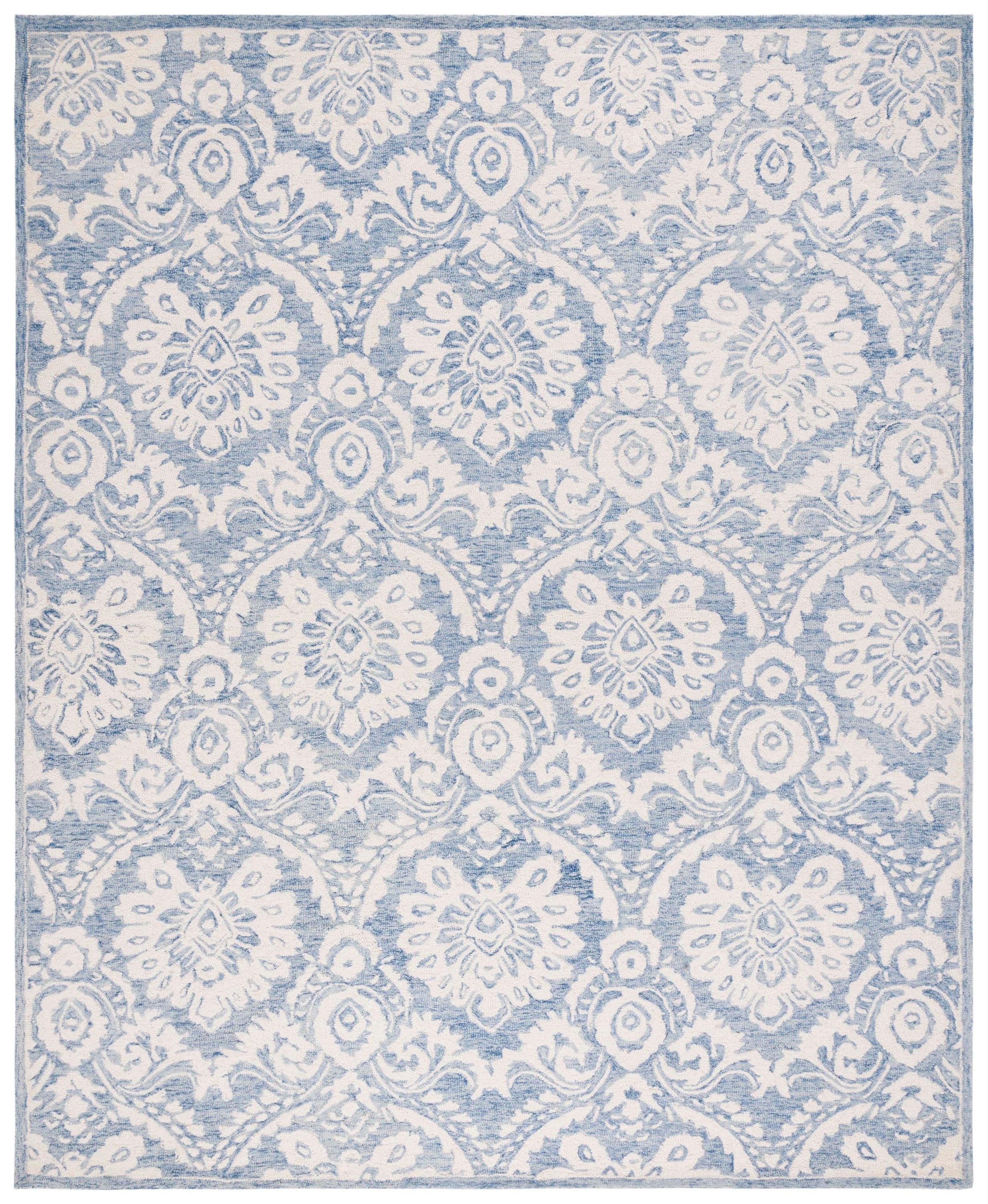 Blossom BLM106 Hand Tufted Indoor Area Rug - Blue/Ivory - 8'x10' - Safavieh