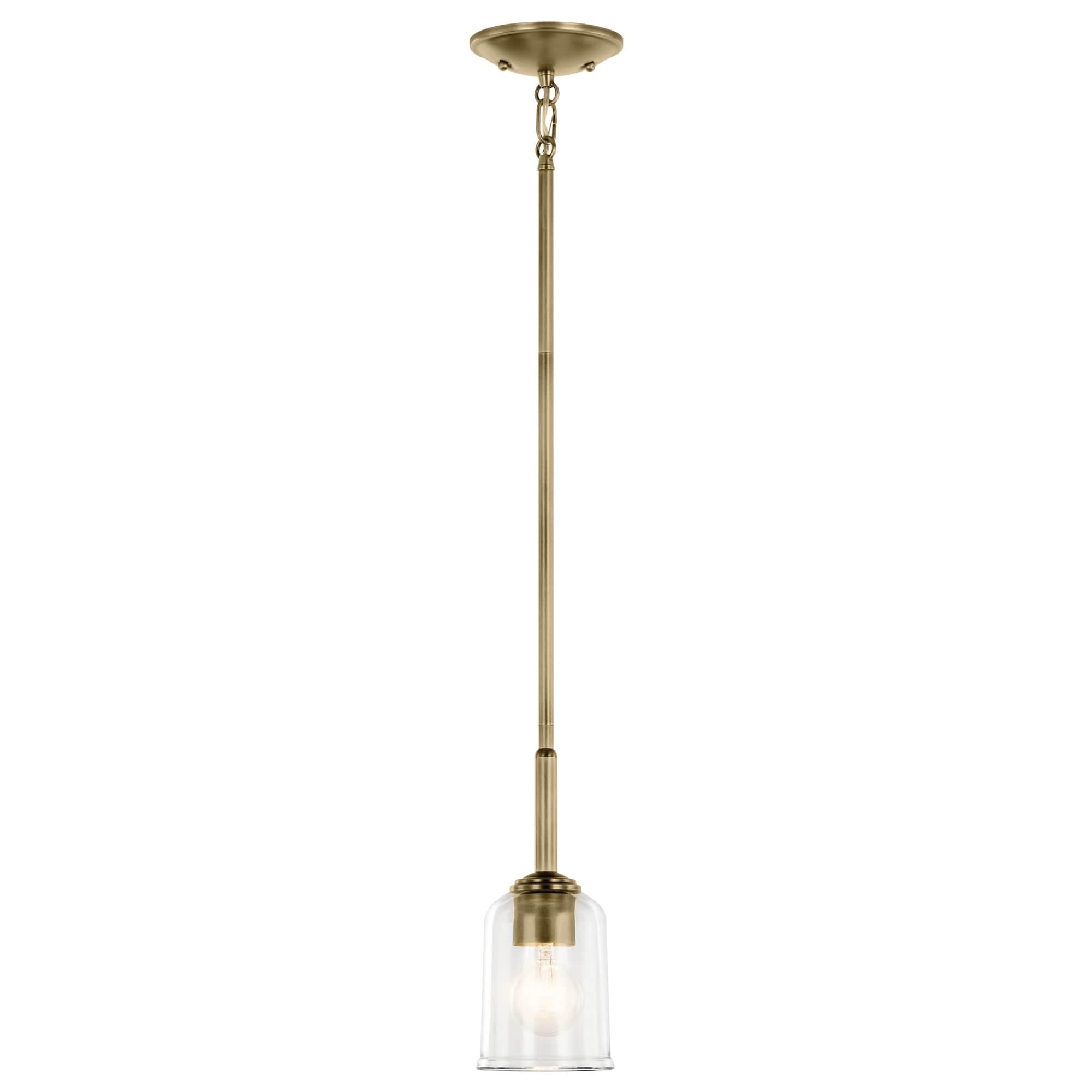Kichler 43674 Shailene 5" Wide Mini Pendant - Natural Brass / Clear