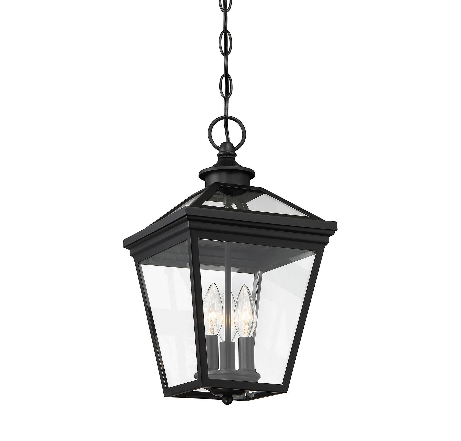 Ellijay Black and Clear Glass 3-Light Outdoor Hanging Lantern