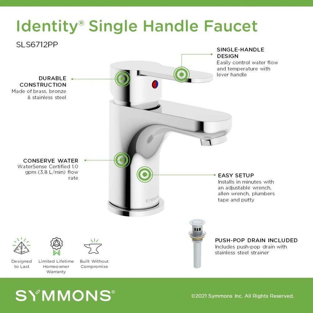 Identity Single-handle Bathroom Faucet with Push Pop Drain