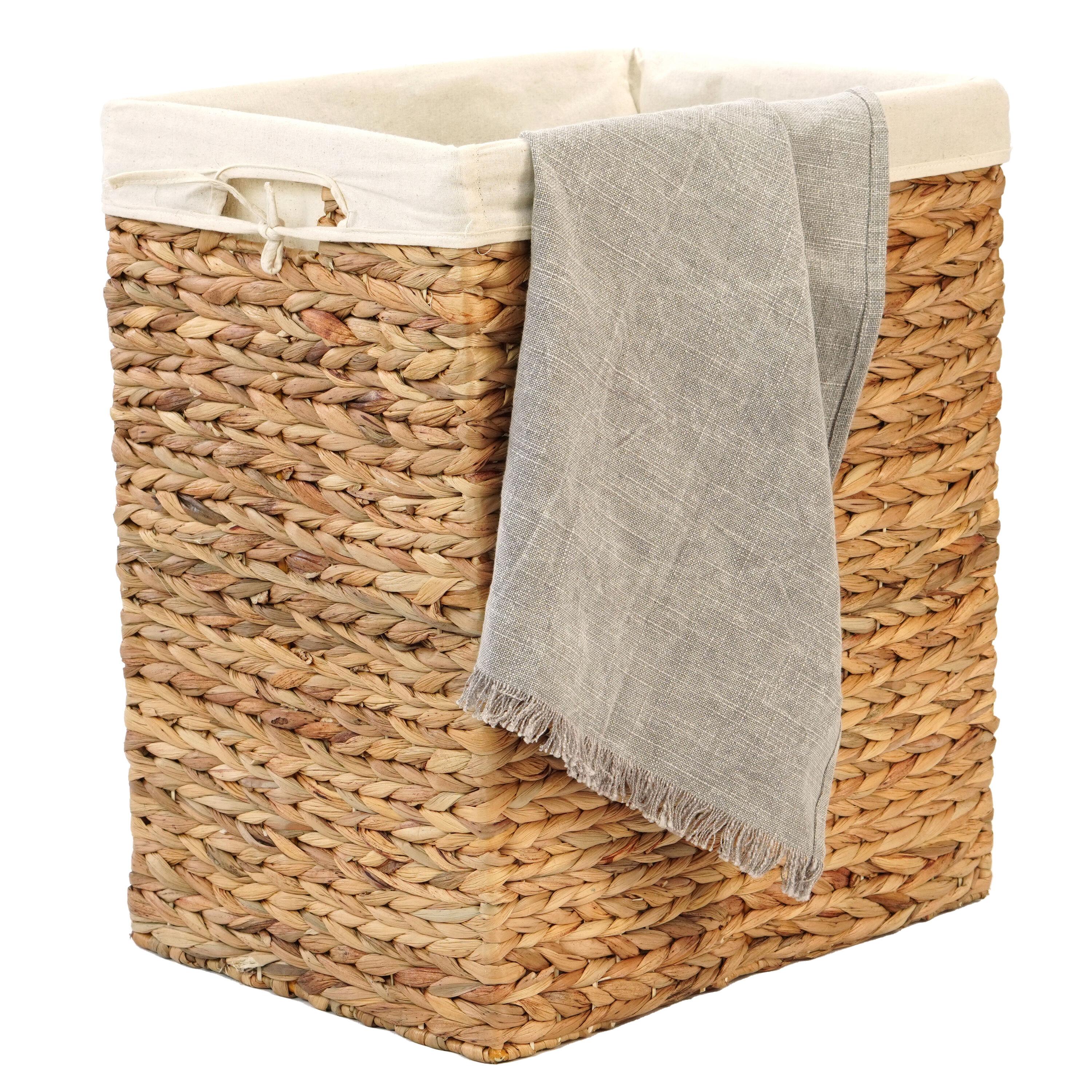 Vintiquewise Handmade Rectangular Water Hyacinth Wicker Laundry Hamper with Lid Natural, Large