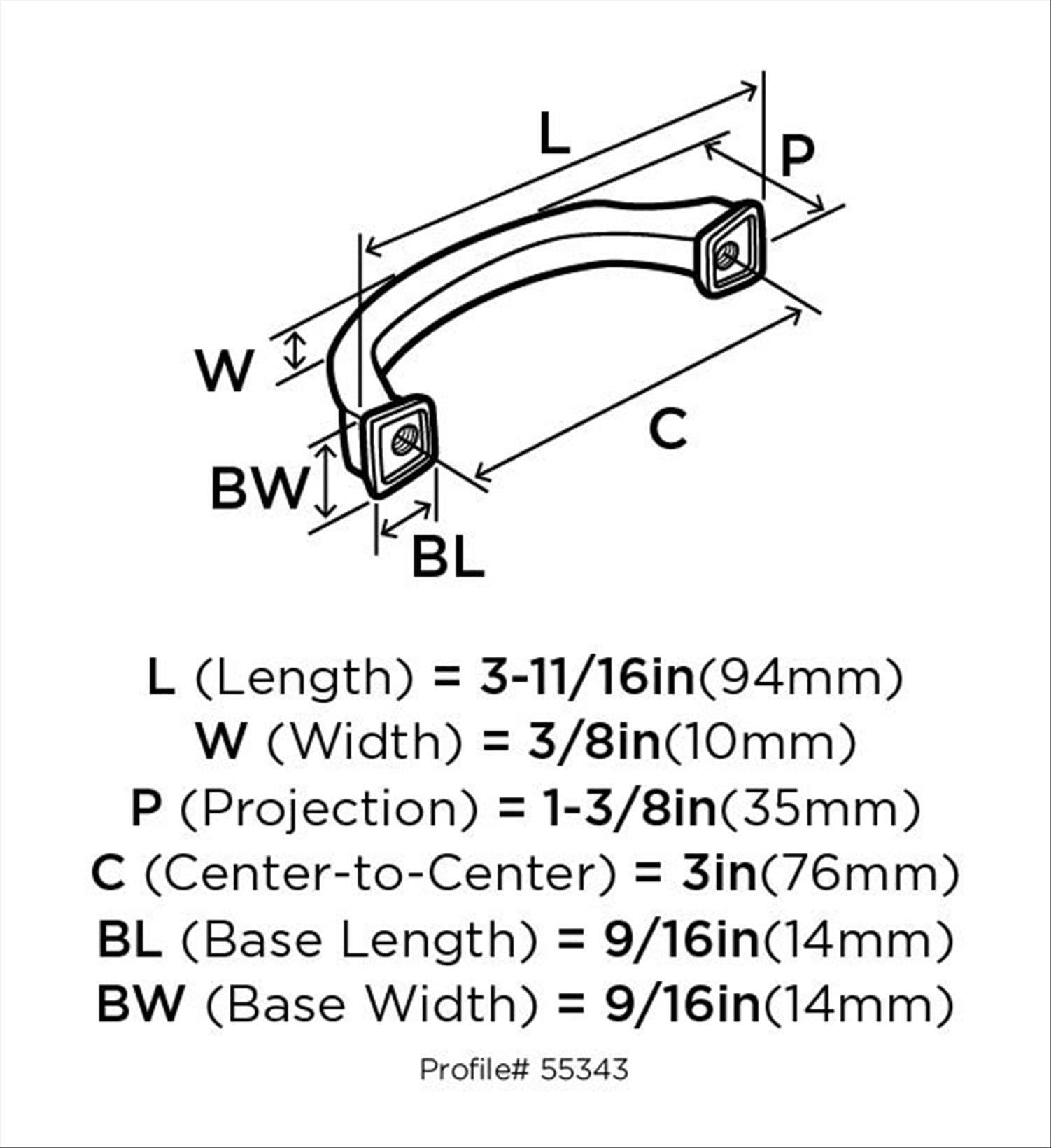 Amerock Revitalize 3 inch (76mm) Center-to-Center Polished Nickel Cabinet Pull