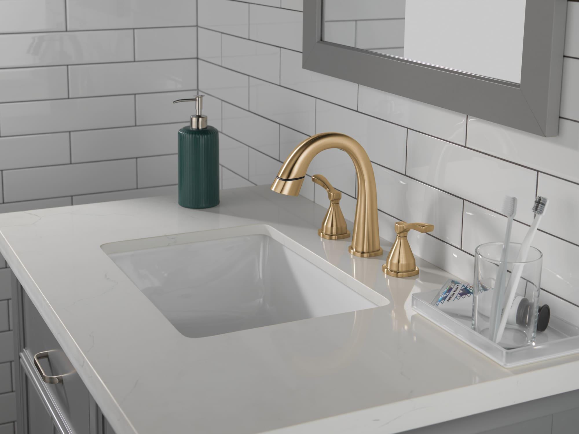 Stryke Widespread Bathroom Faucet with Drain Assembly and DIAMOND™ Seal Technology
