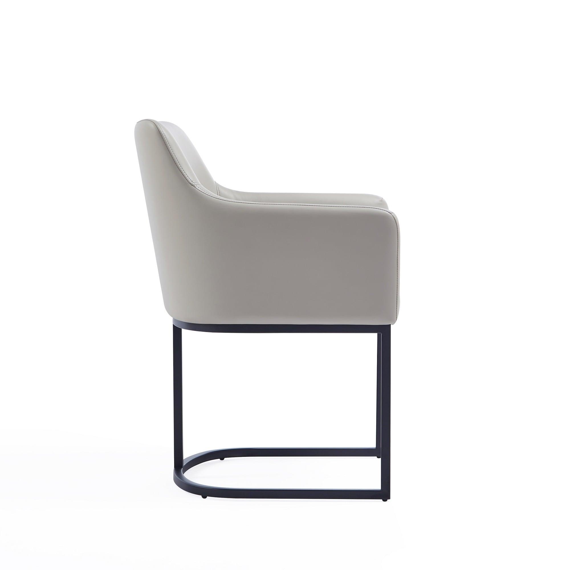 Set of 8 Serena Modern Leatherette Upholstered Dining Chair Set Light Gray - Manhattan Comfort: Ergonomic Design, Steel Legs, Foam-Filled