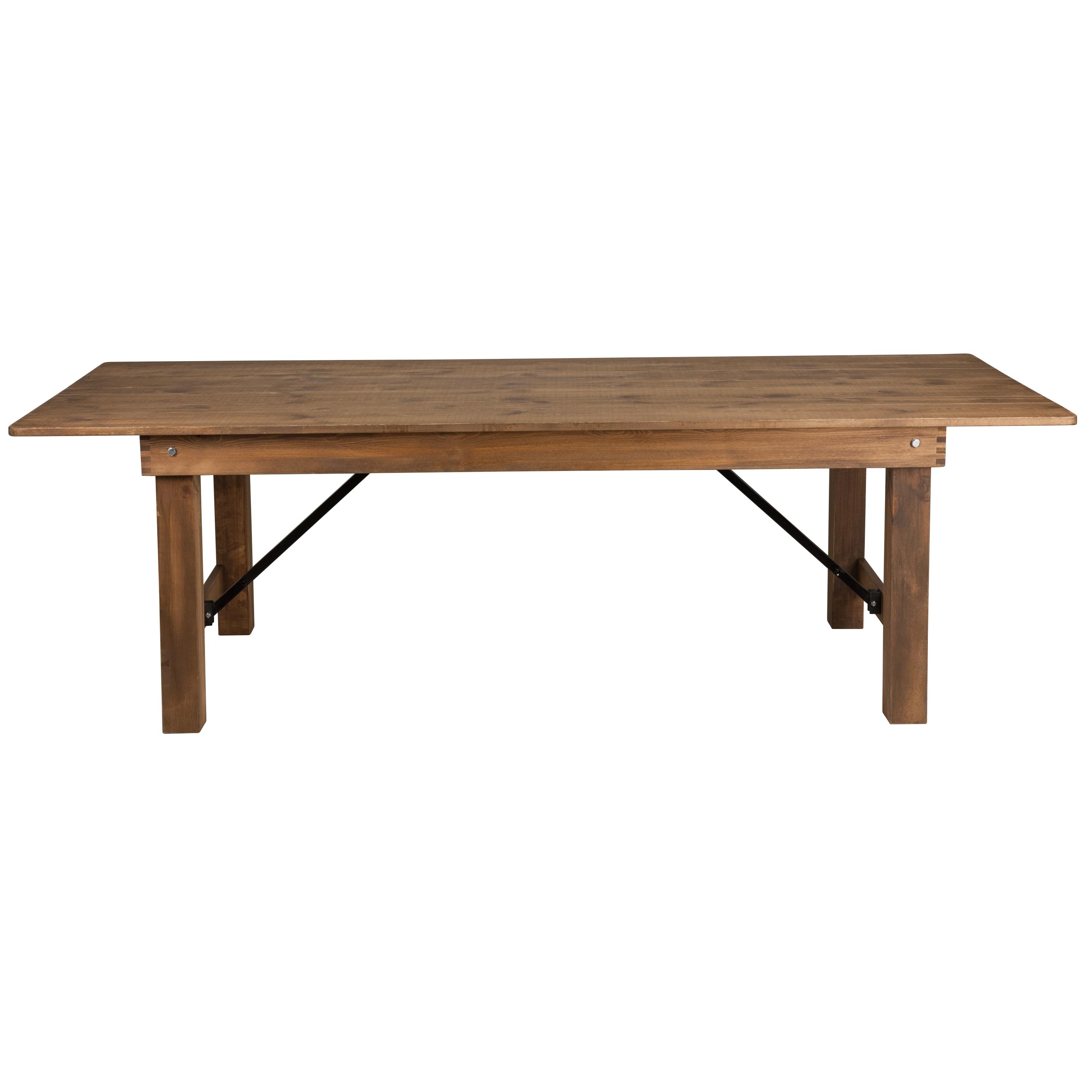 Flash Furniture Hercules Series 8' x 40" Rectangular Rustic Solid Pine Folding Dining Table