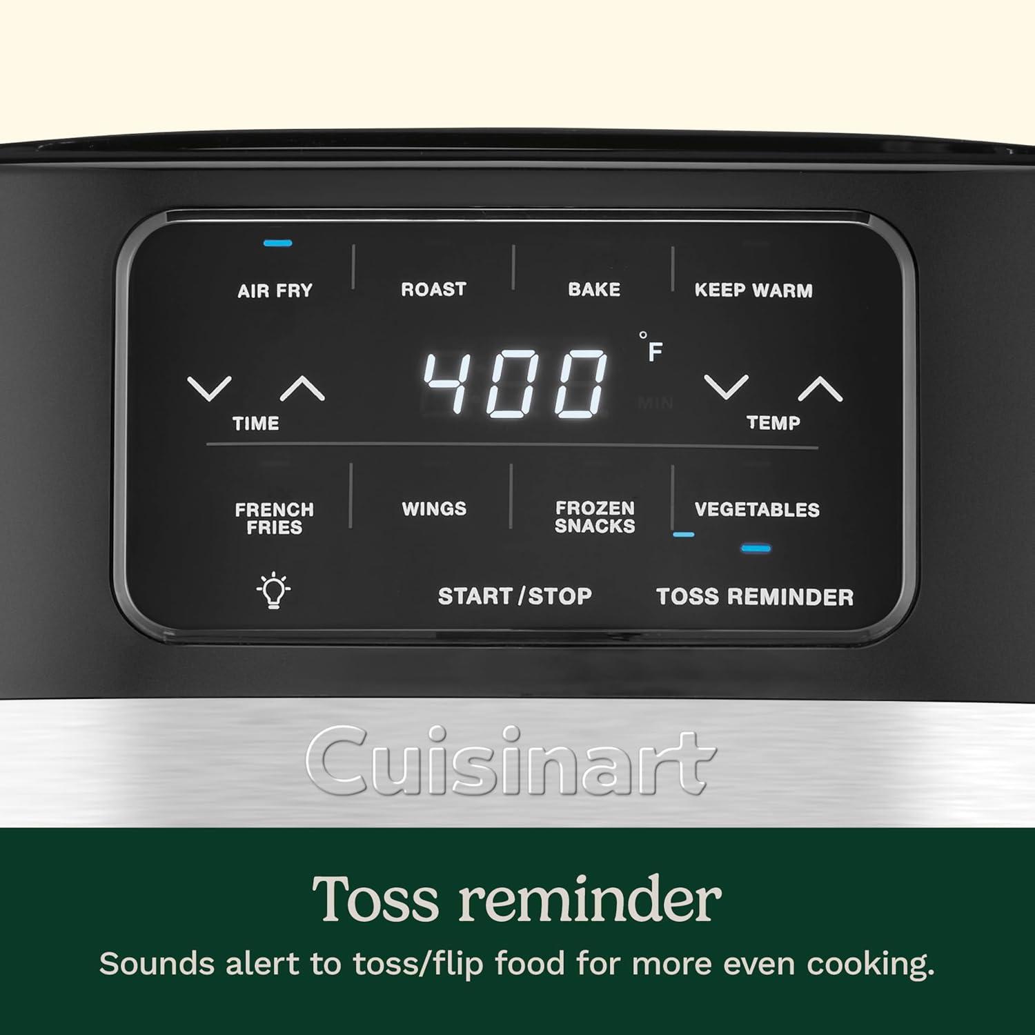 Cuisinart 2.6qt Basket Air Fryer Black/Stainless Steel Finish AIR-80: 1100W, Cool Touch Handle, Dishwasher-Safe Parts