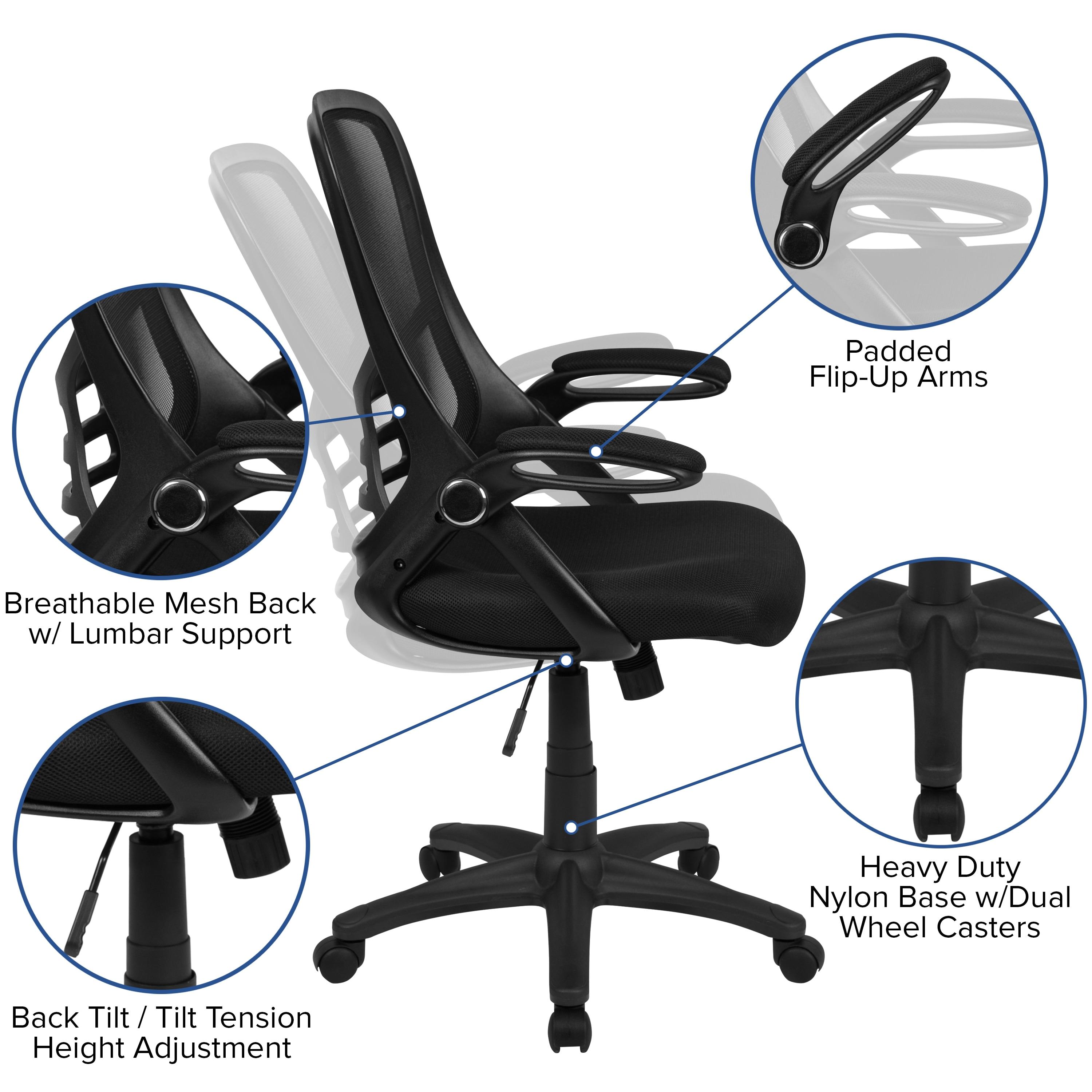 Flash Furniture Cappello High-Back Mesh Swivel Ergonomic Office Chair with Flip-Up Arms