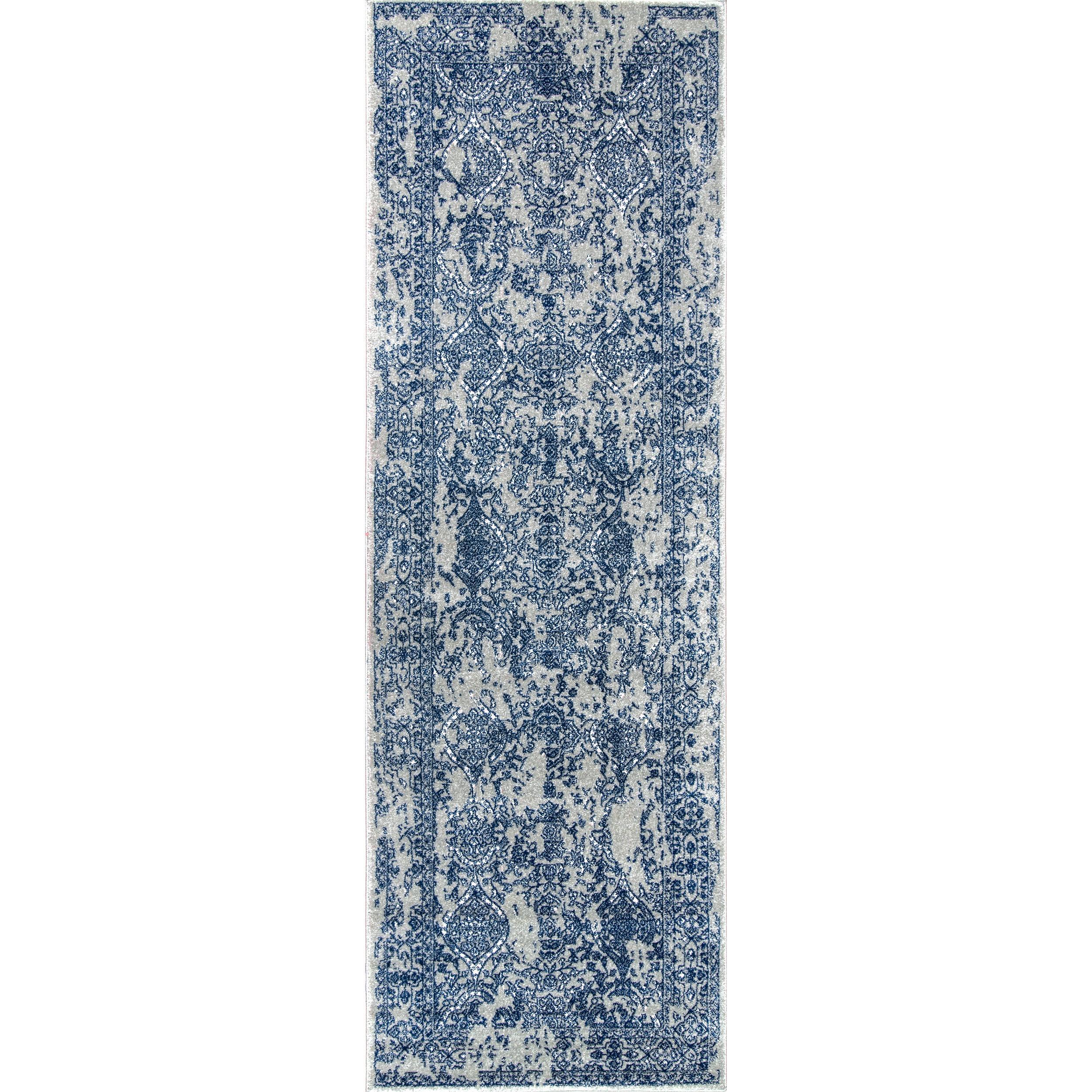 Nuloom Odell Oriental/Persian 2x10 Runner Indoor Area Rug for Living Room Bedroom Dining Room Entryway Hallway Kitchen, Blue/Ivory