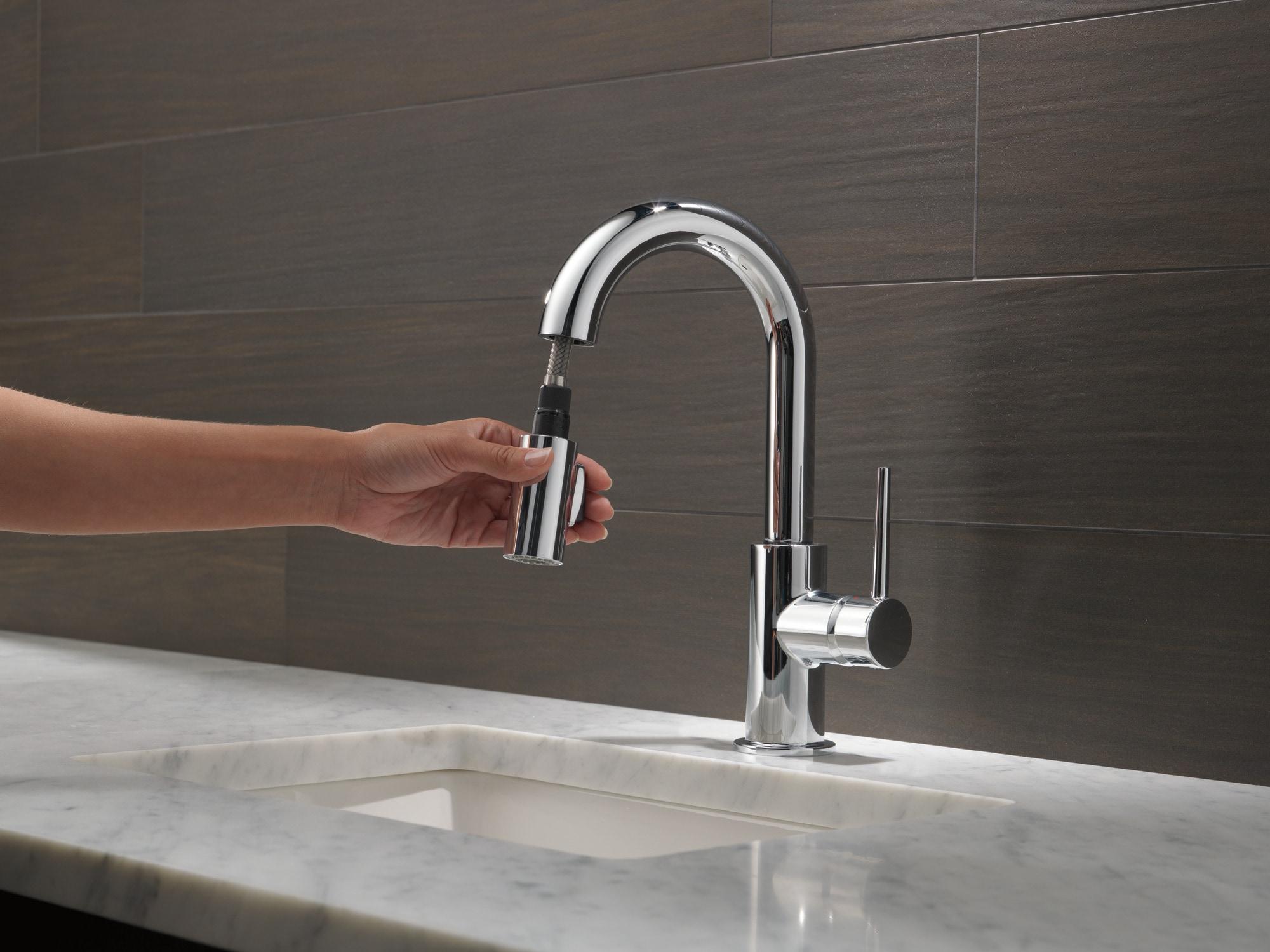 Trinsic Pull Down Sprayer Bar Faucet, Single Handle Prep Sink Faucet