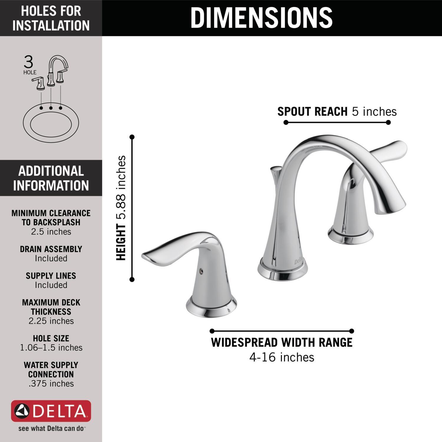 Lahara Widespread Bathroom Faucet 3 Hole, 2-handle Bathroom Sink Faucet with Drain Assembly