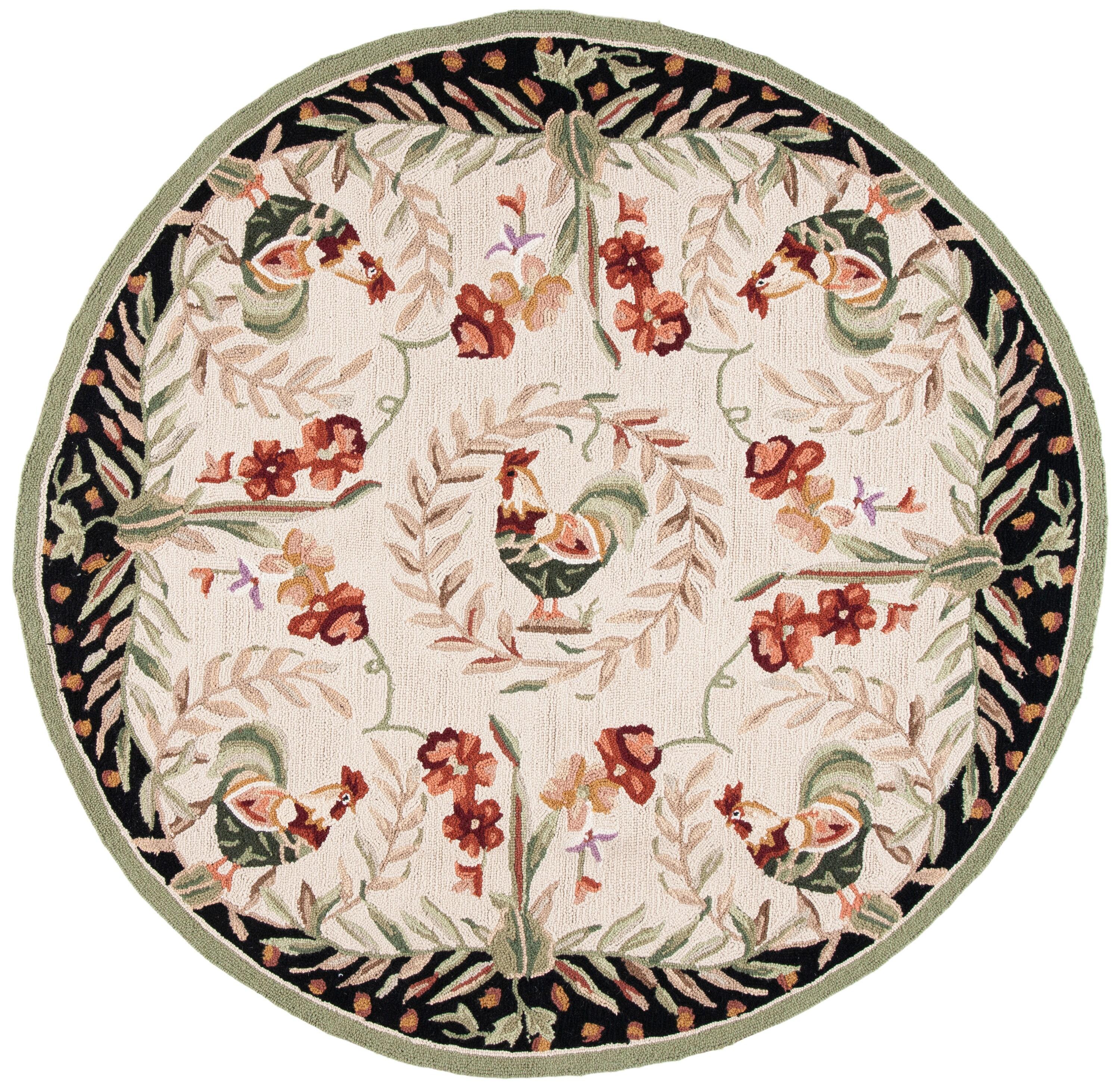 Chelsea HK92 Handmade Area Rug - 5'6" Round - Creme/Black - Safavieh