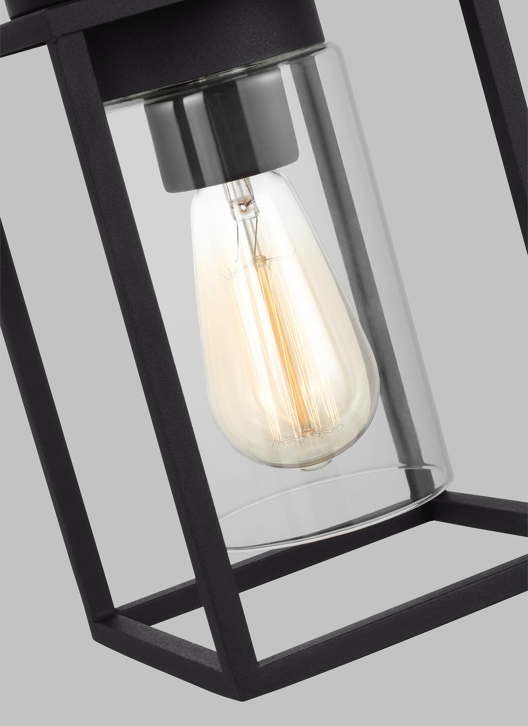 Vado Transitional Black Aluminum Outdoor Ceiling Flush Mount with Clear Glass