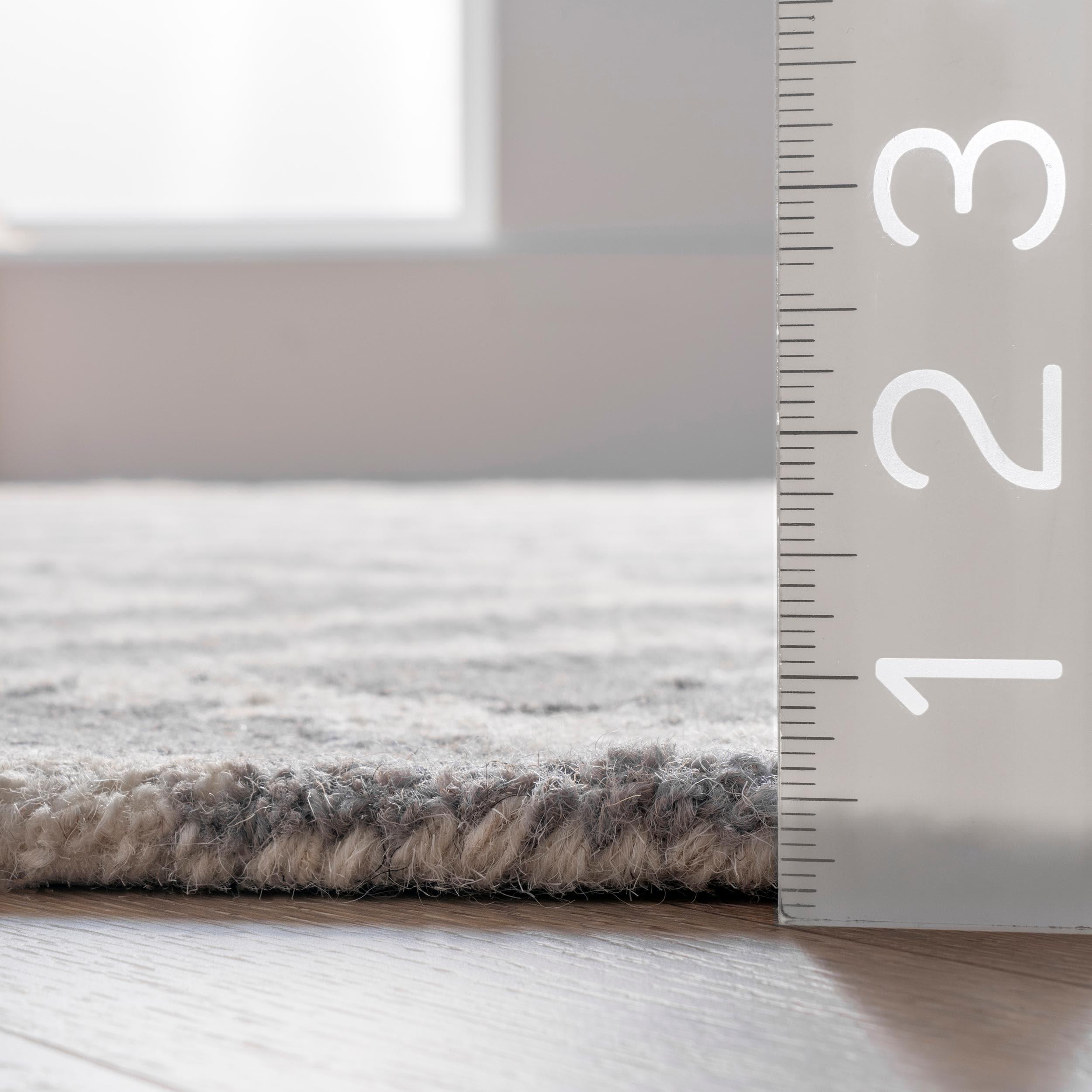Nuloom Kellee Geometric 5 Round Wool Indoor Area Rug for Living Room Bedroom Dining Room Kitchen, Grey/White