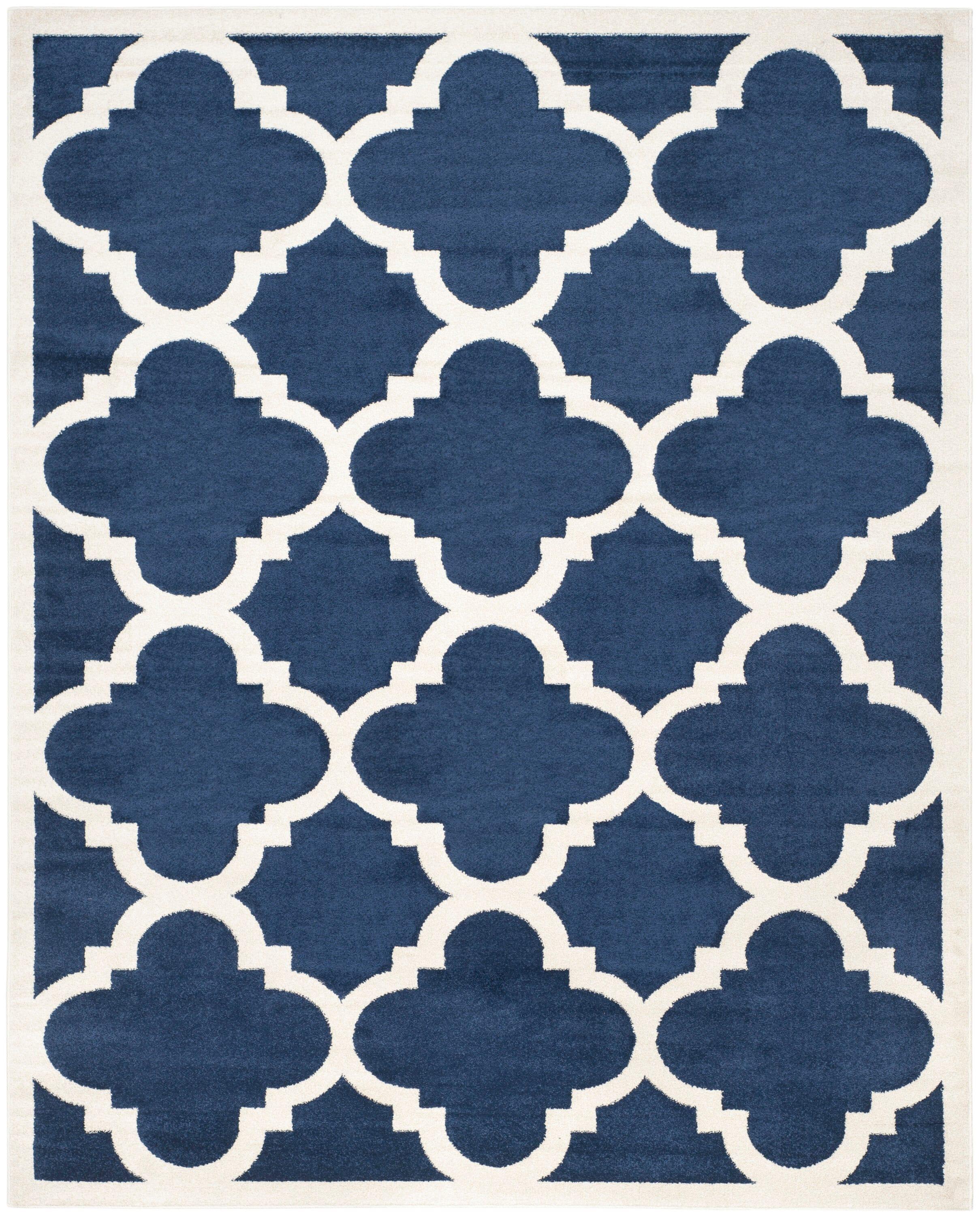 Amherst AMT423 Power Loomed Indoor Area Rug - Navy/Beige - 9'x12' - Safavieh