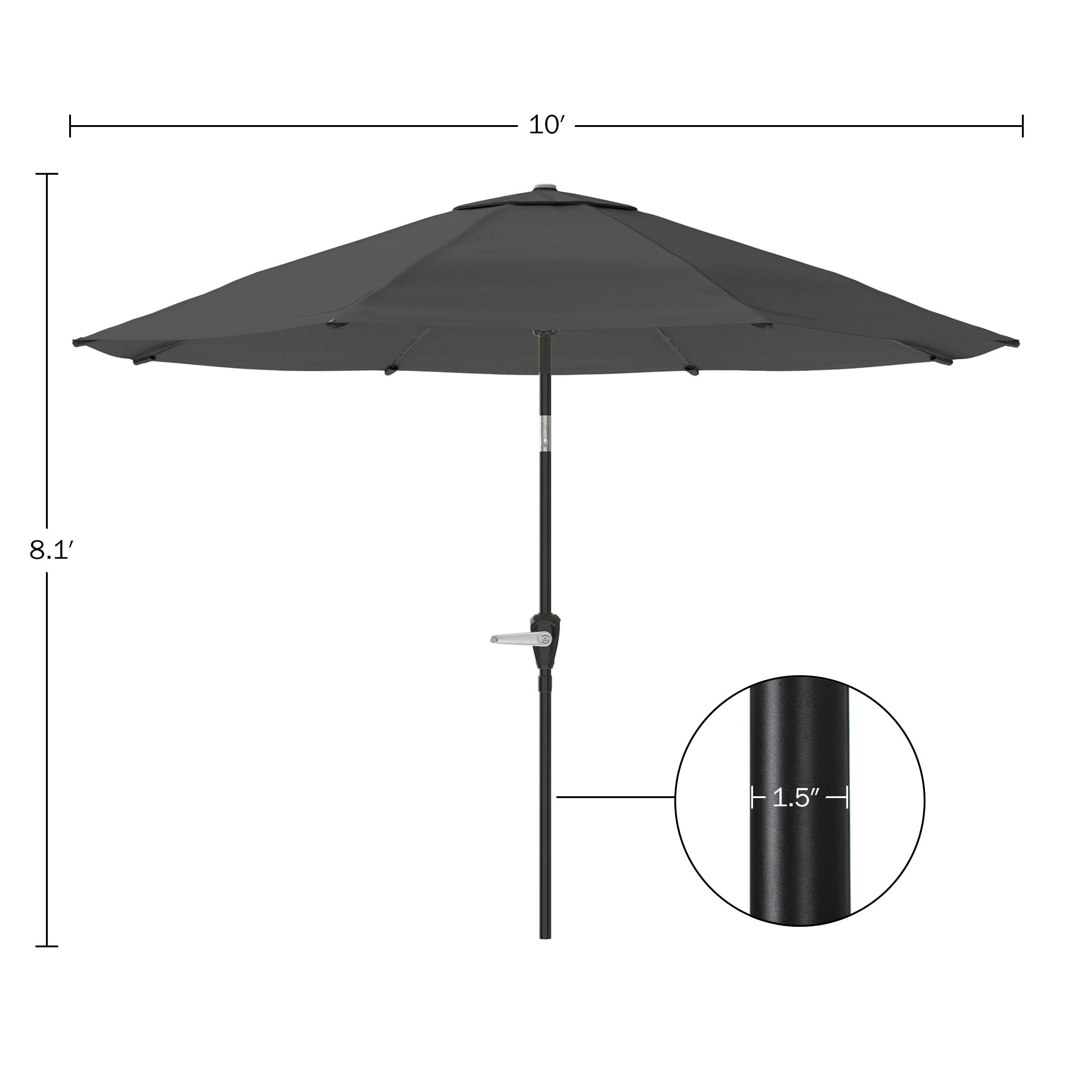 Pure Garden 10' Octagon Outdoor Patio Market Umbrella: Wind-Resistant, Auto-Tilt, Crank Lift, Steel Frame