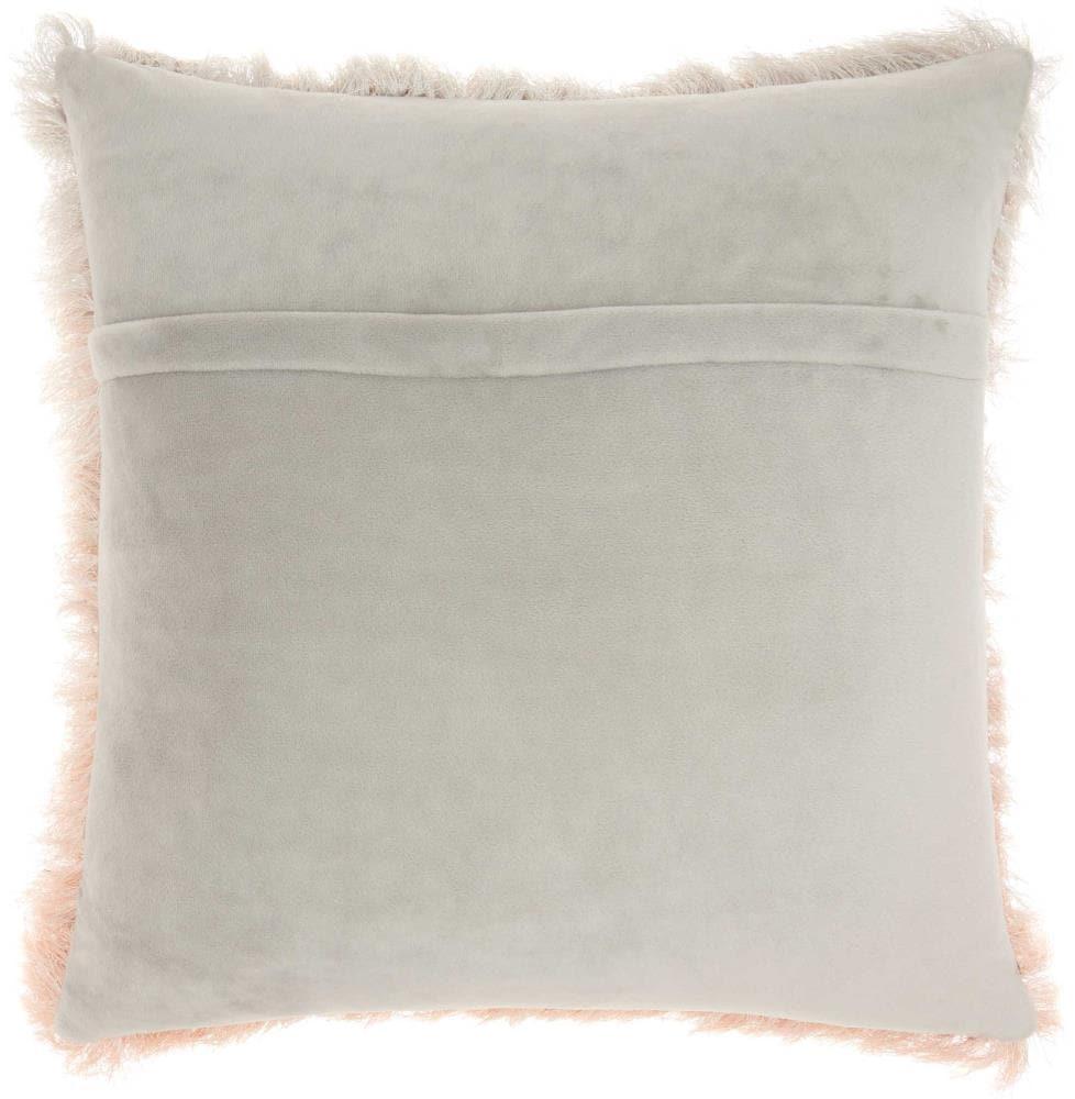 Mina Victory Shag 20" Square Modern Fabric Illusion Throw Pillow in Rose Pink