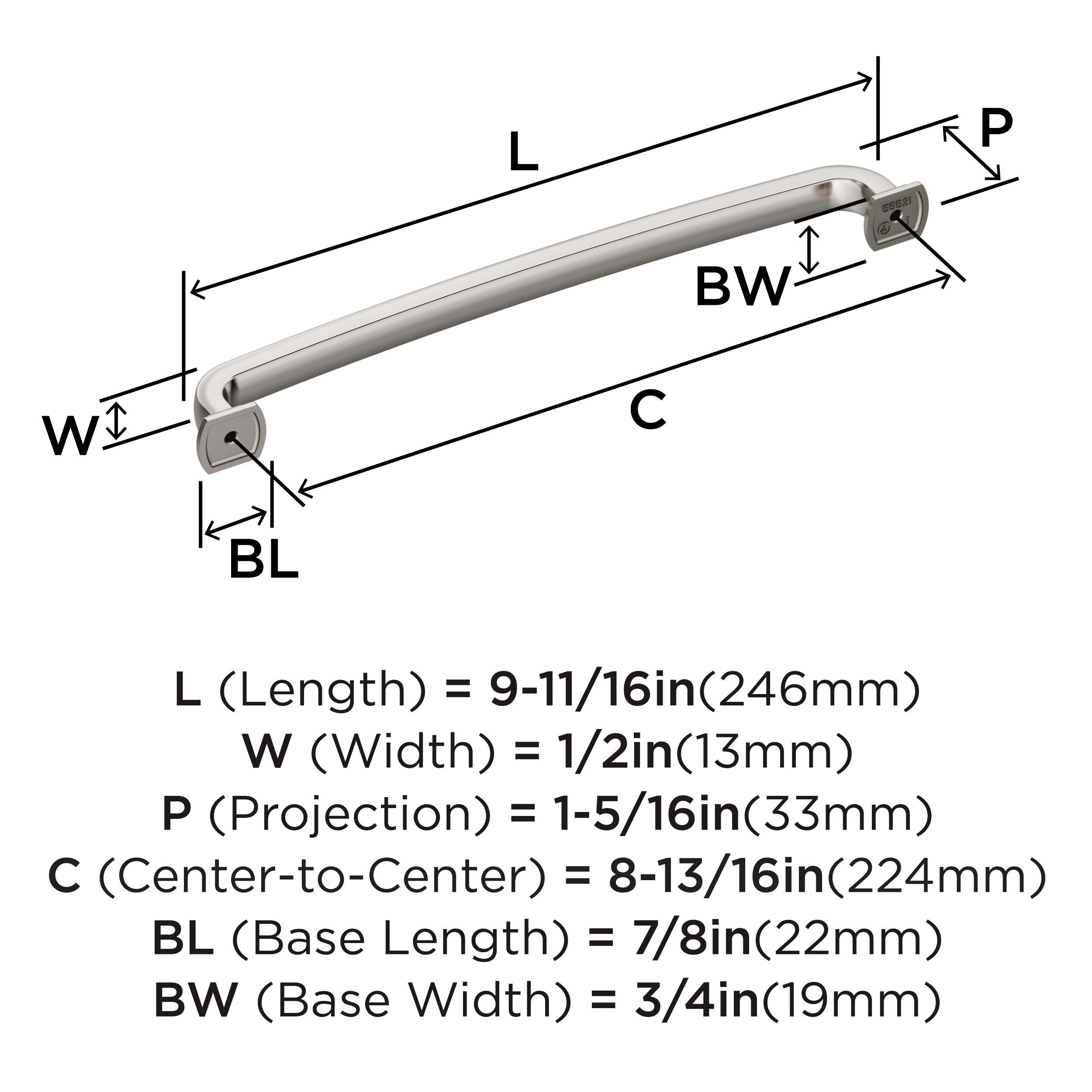 Amerock Surpass 8-13/16 inch (224mm) Center-to-Center Polished Nickel Cabinet Pull