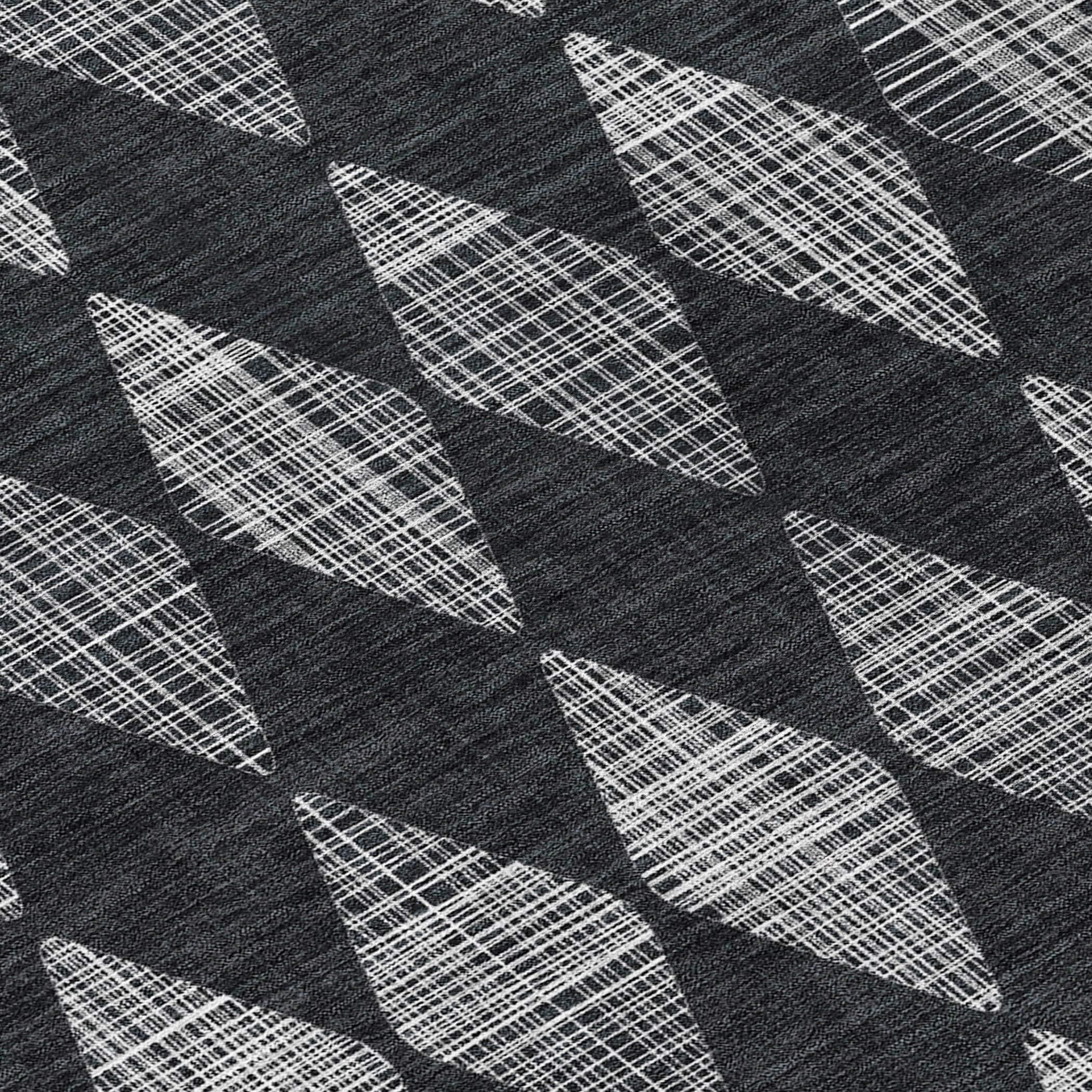 Charcoal Diamond Pattern Machine Washable Rug 1'8" x 2'6"