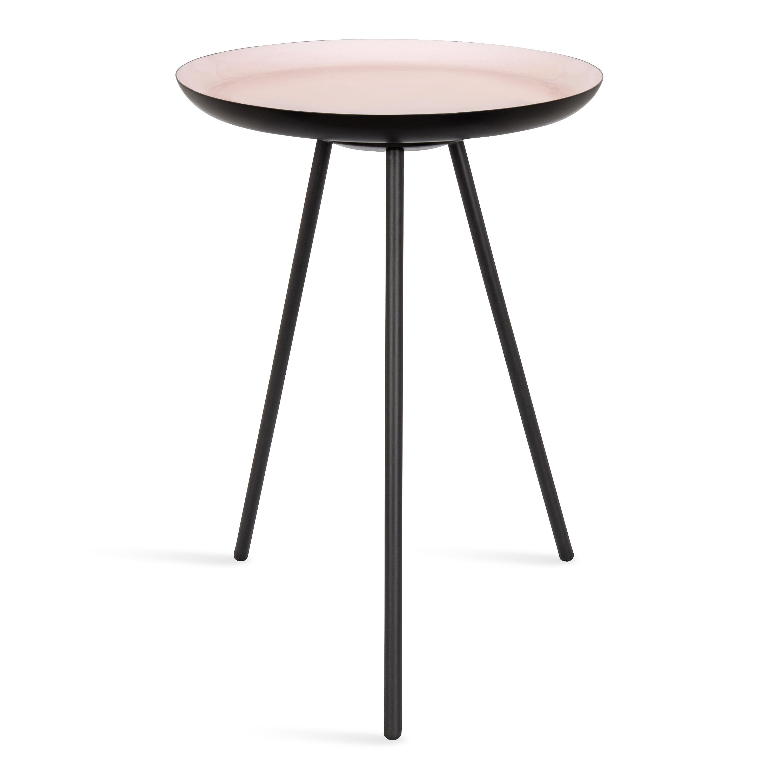 Kate and Laurel Laranya Round Metal Side Table, 15x15x22.5, Pink and Black