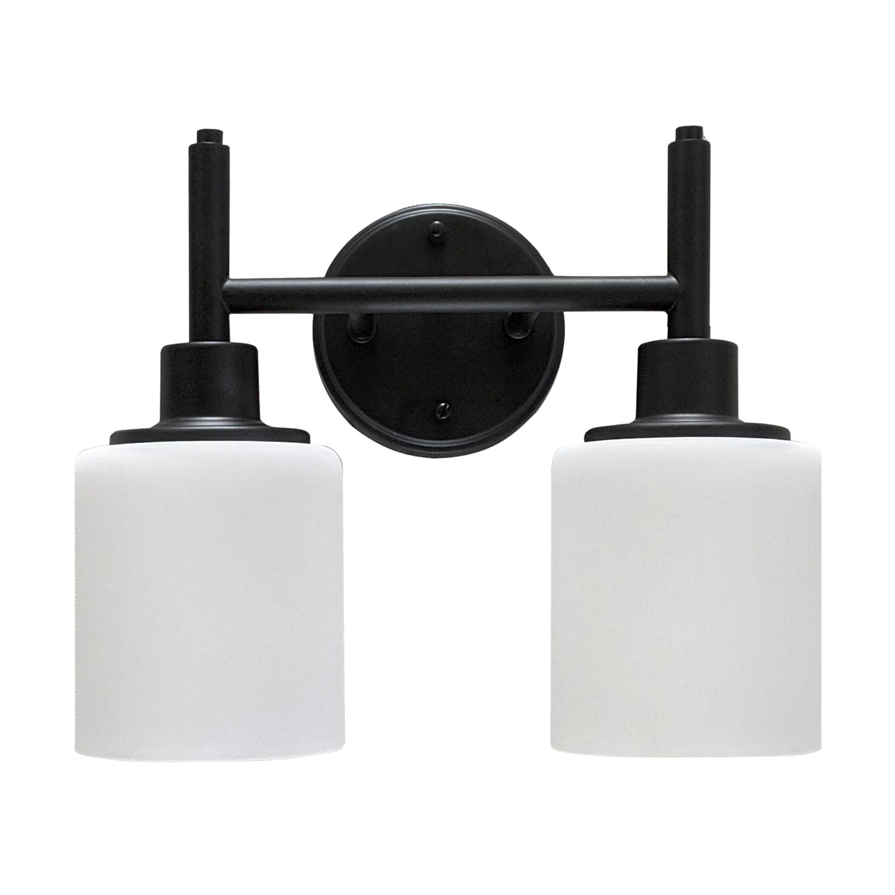 Design House 556191-BLK Aubrey Transitional 2-Light Indoor Wall Light Dimmable White Frosted Glass Shades for Hallway Foyer Bathroom, Matte Black