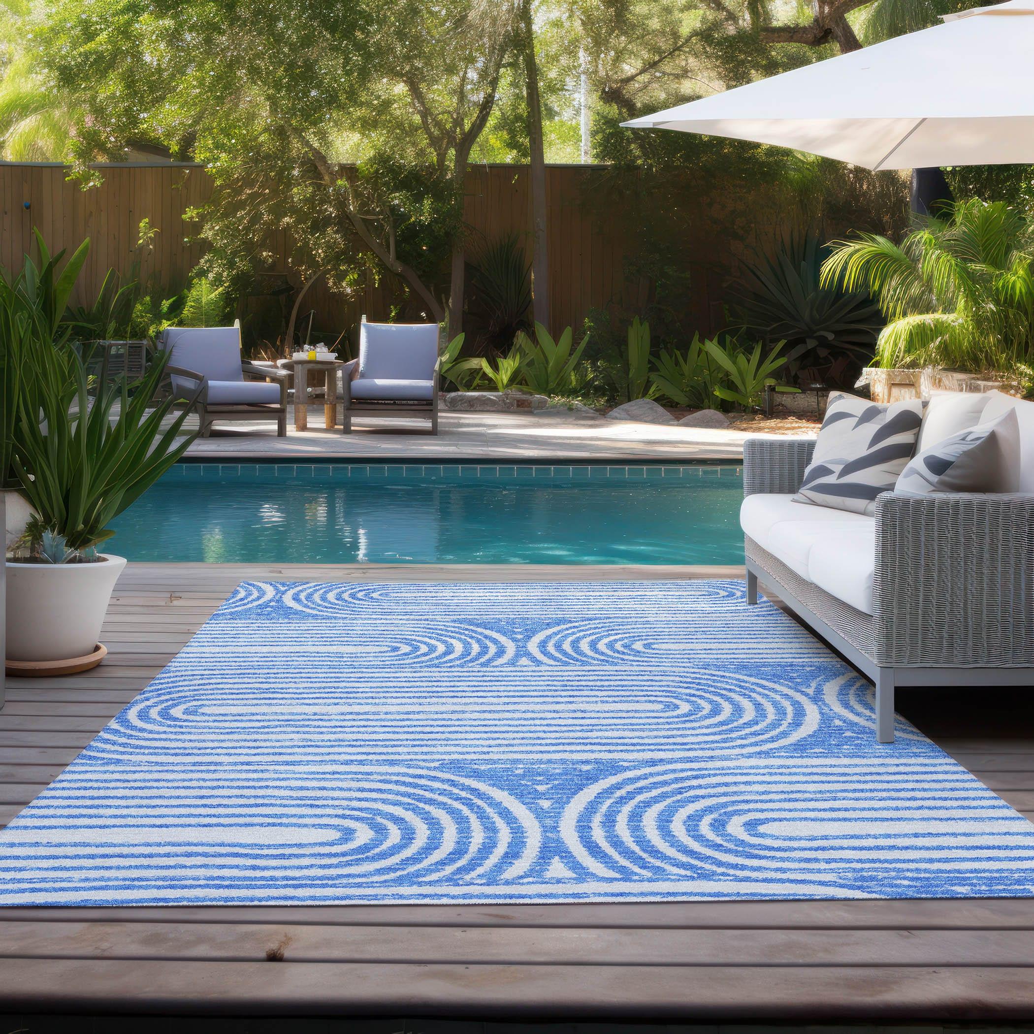 Addison Rugs Chantille ACN540 Blue 2'6" x 3'10" Indoor Outdoor Area Rug, Easy Clean, Machine Washable, Non Shedding, Bedroom, Living Room, Dining Room, Kitchen, Patio Rug