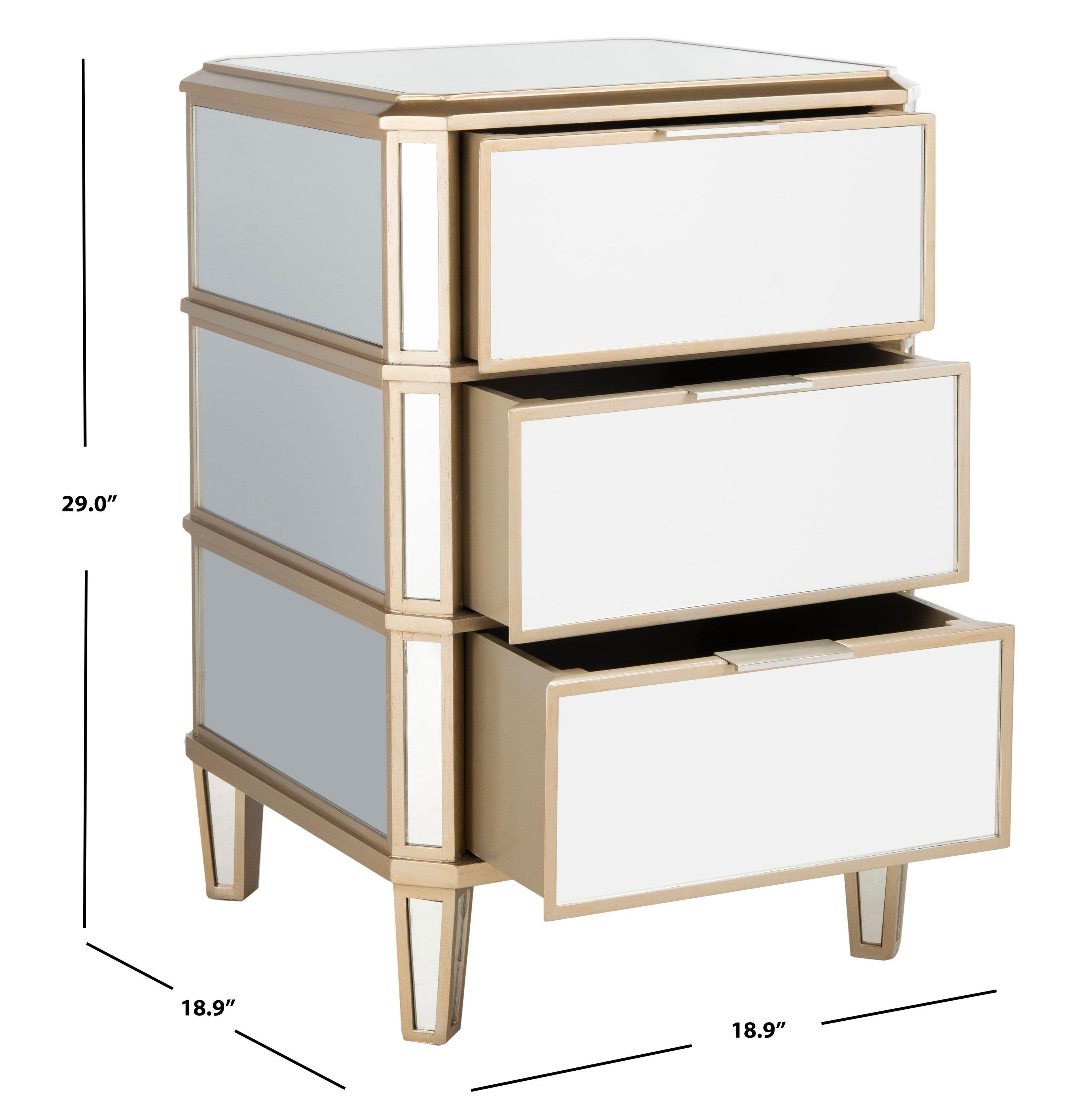 Giana 3 Drawer Mirrored Nightstand - Mirror - Safavieh.