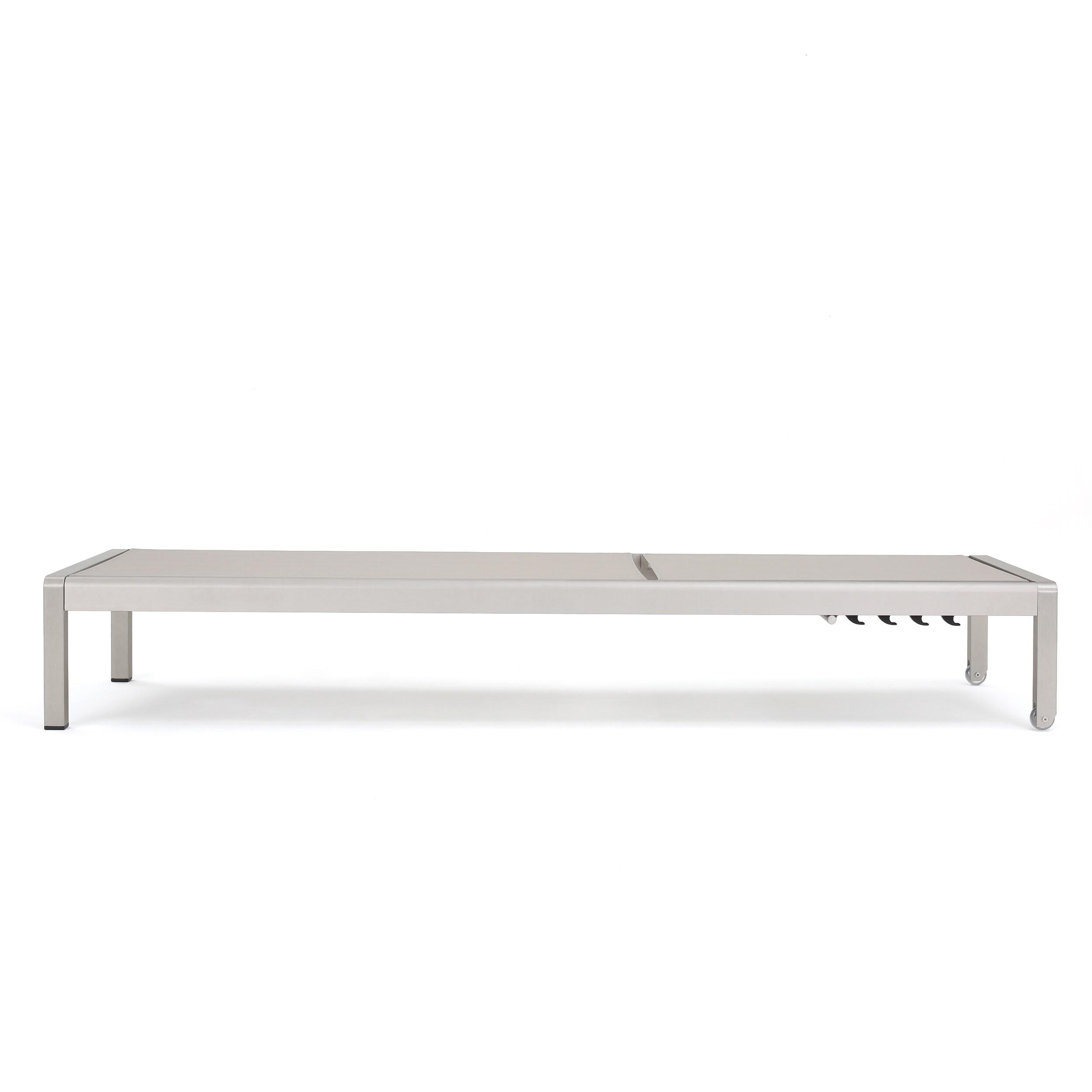 GDFStudio Cape Coral Outdoor Mesh and Aluminum Armless Adjustable Chaise Lounges (Set of 4), Gray/Siver