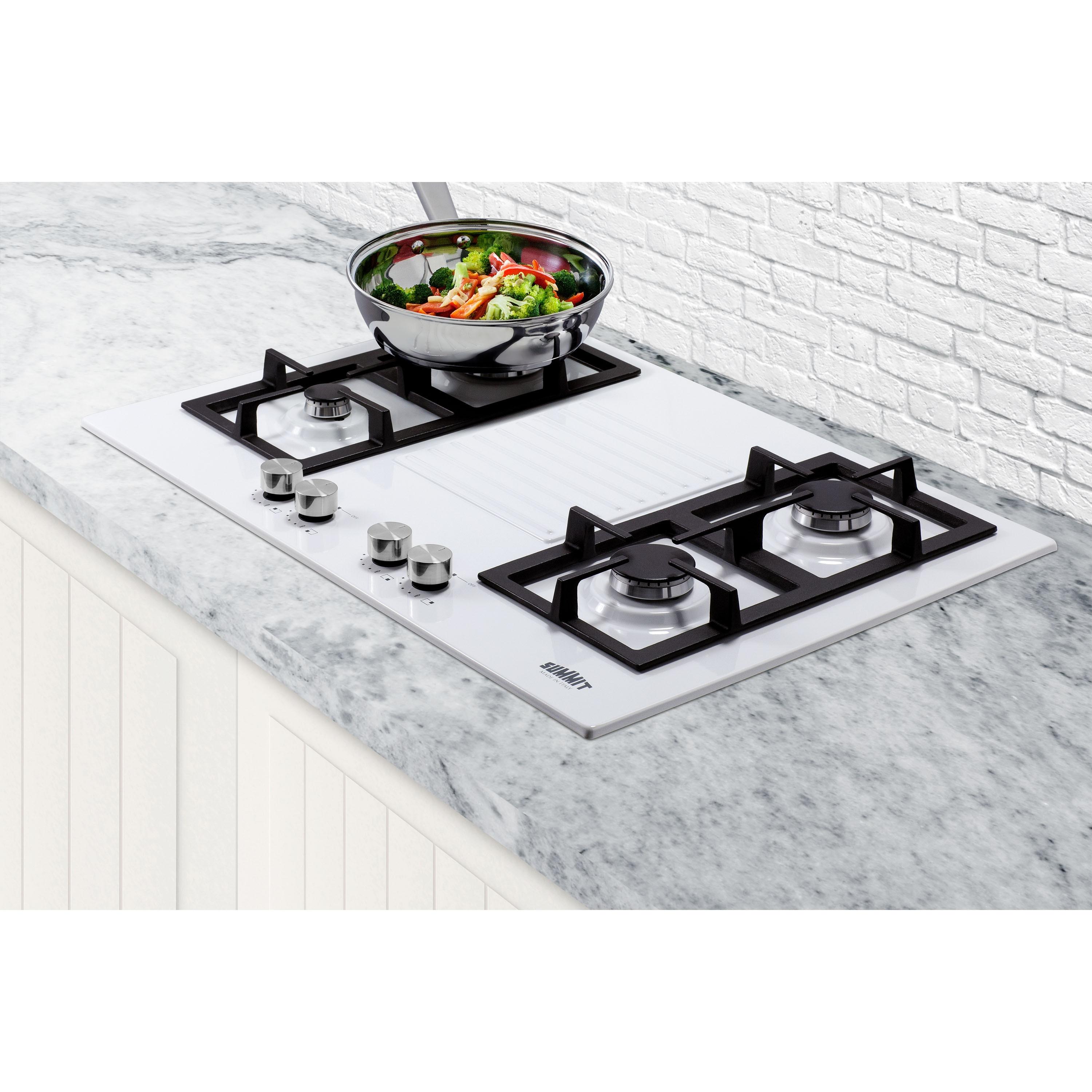 Summit Appliance 30" White Gas 4 Burner Cooktop