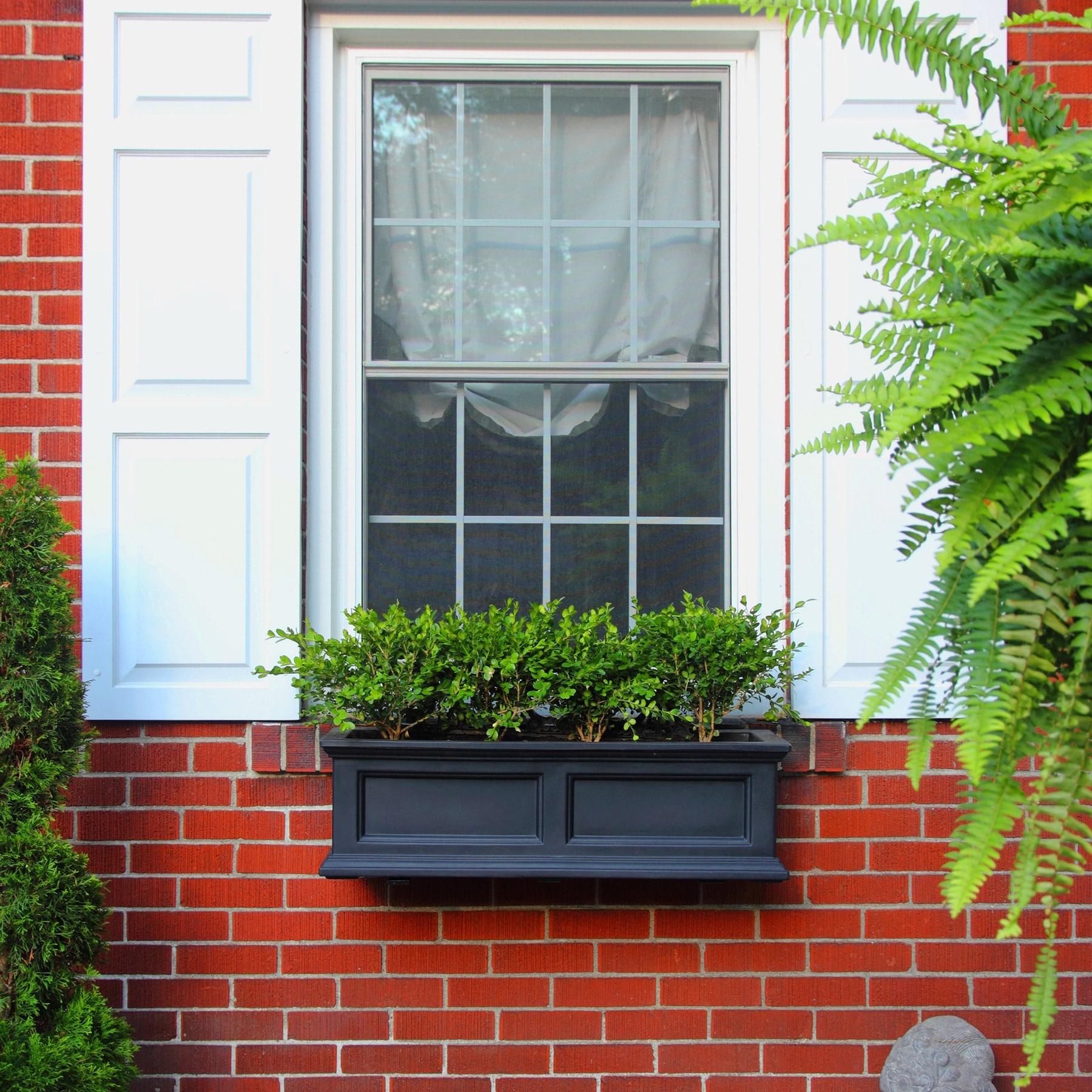 The Anastasiya Resin Window Box Planter with Water Reservoir