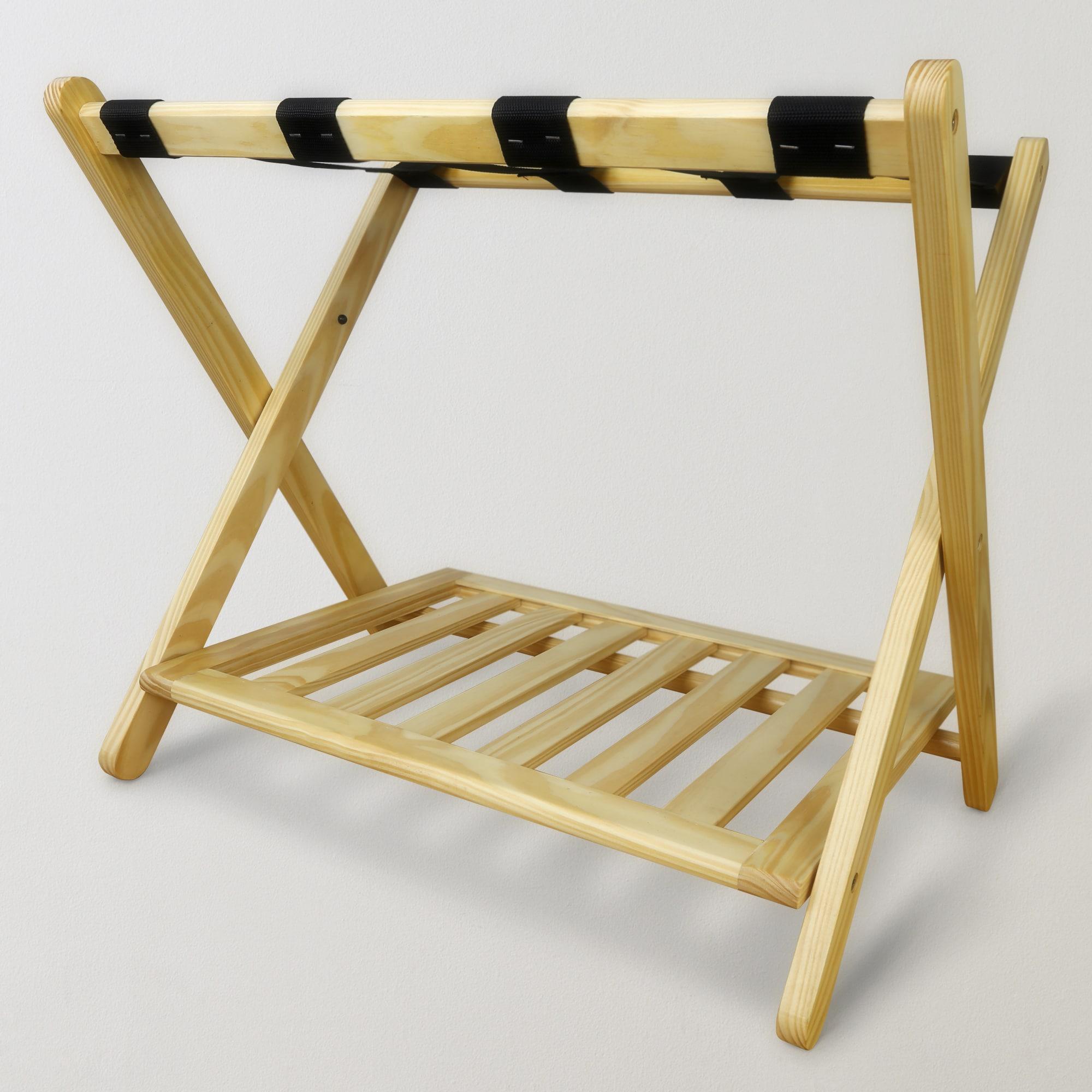 Luggage Rack with Shelf-Natural