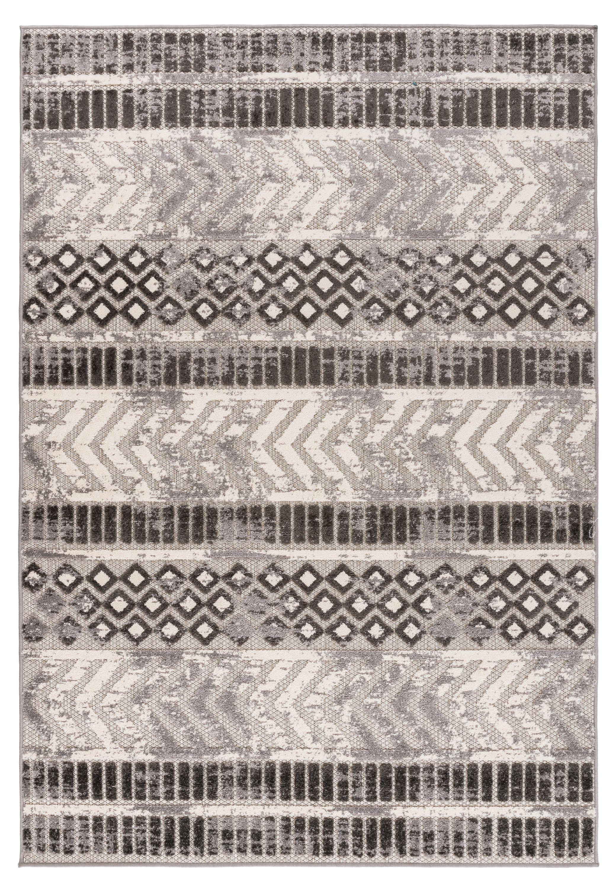 Gray 7 ft. 10 in. x 10 ft. Distressed Geometric Indoor/Outdoor Area Rug