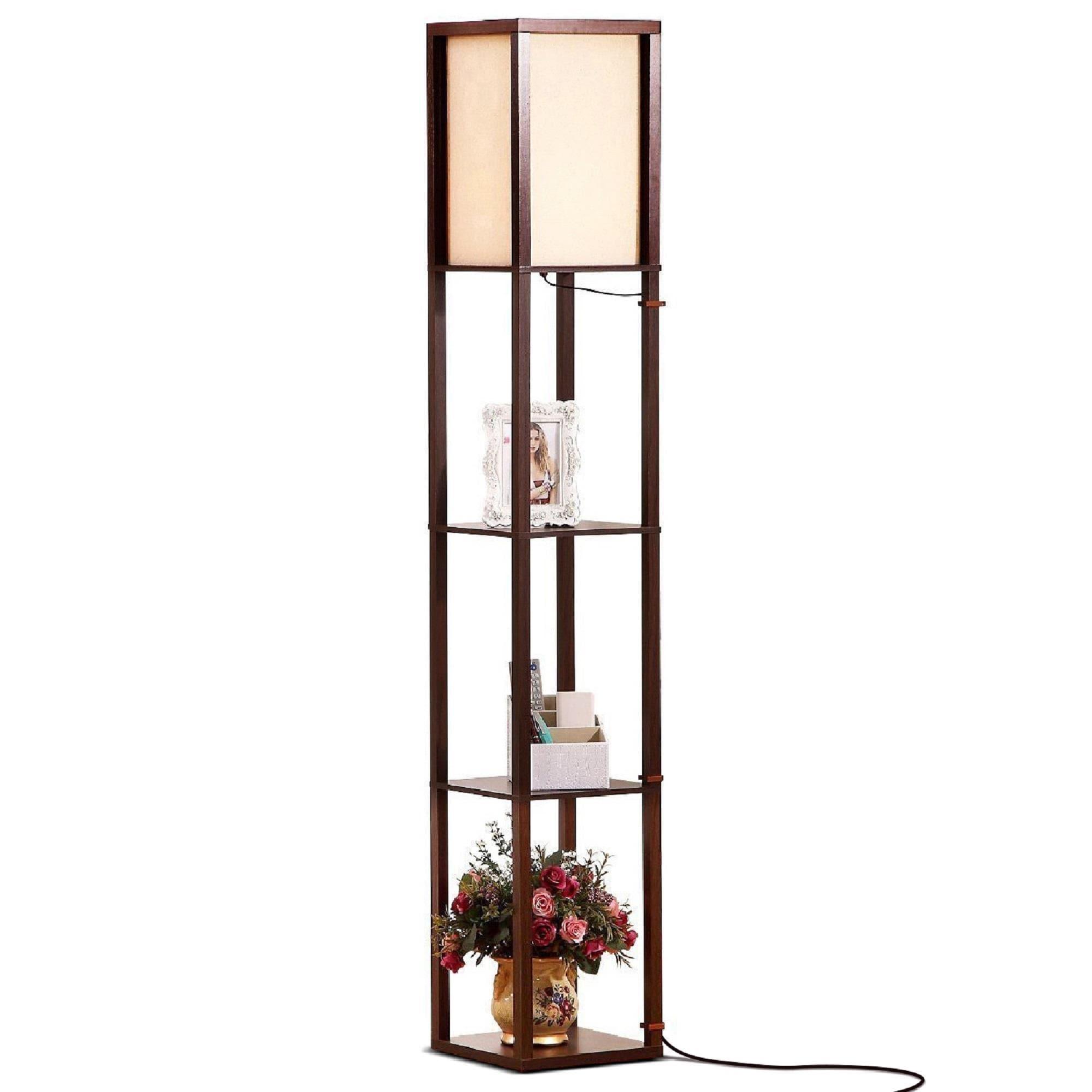 Maxwell 63 in. Traditional LED Energy Efficient 3-Shelf Floor Lamp with Fabric Square Shade