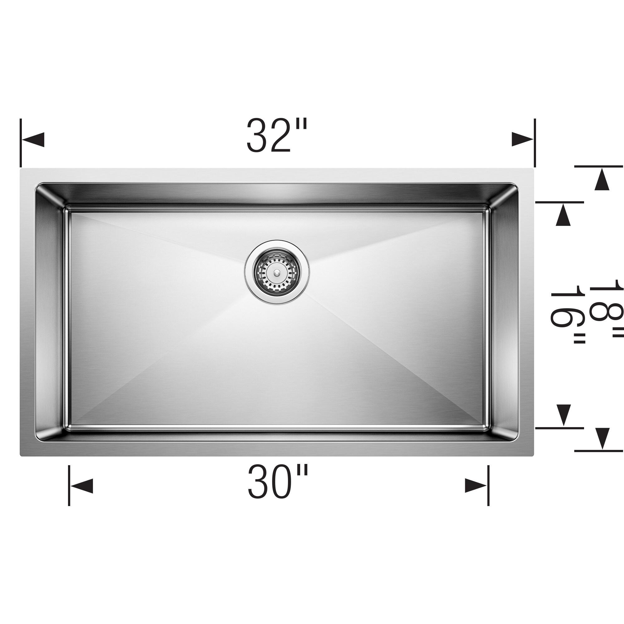 Quatrus 32" L x 18'' W Single Bowl Stainless Steel Undermount Kitchen Sink