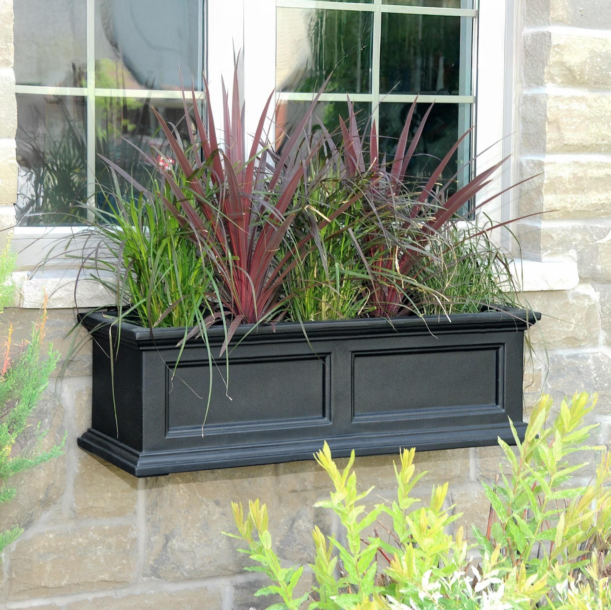 The Anastasiya Resin Window Box Planter with Water Reservoir