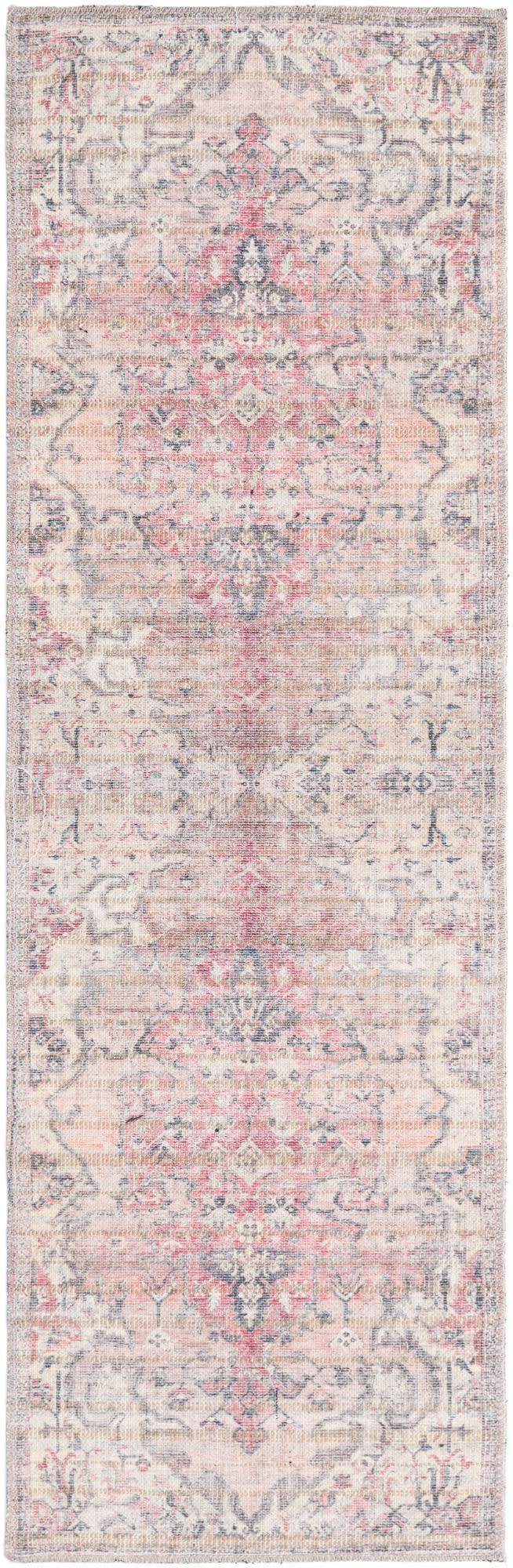 Unique Loom 2' 0 x 6' 0 Nostalgia Meknes Machine Washable Beige Pink Area Rug