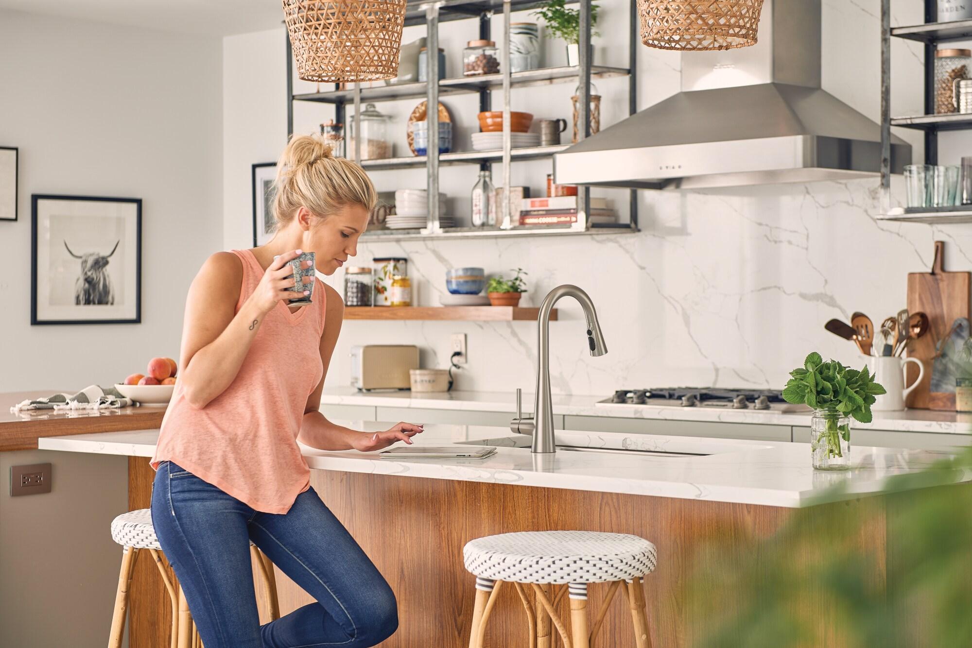 Moen Sleek Pull Down Single Handle Kitchen Faucet with Power Boost Technology and Duralock