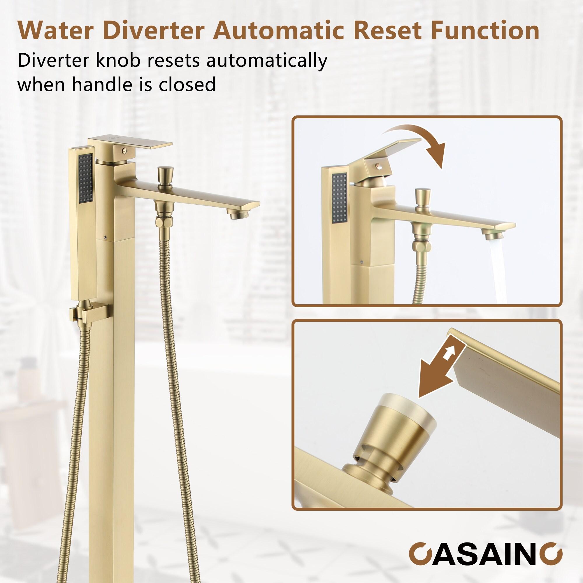 Single Handle Free Standing Bathtub Faucet with Diverter and Handshower