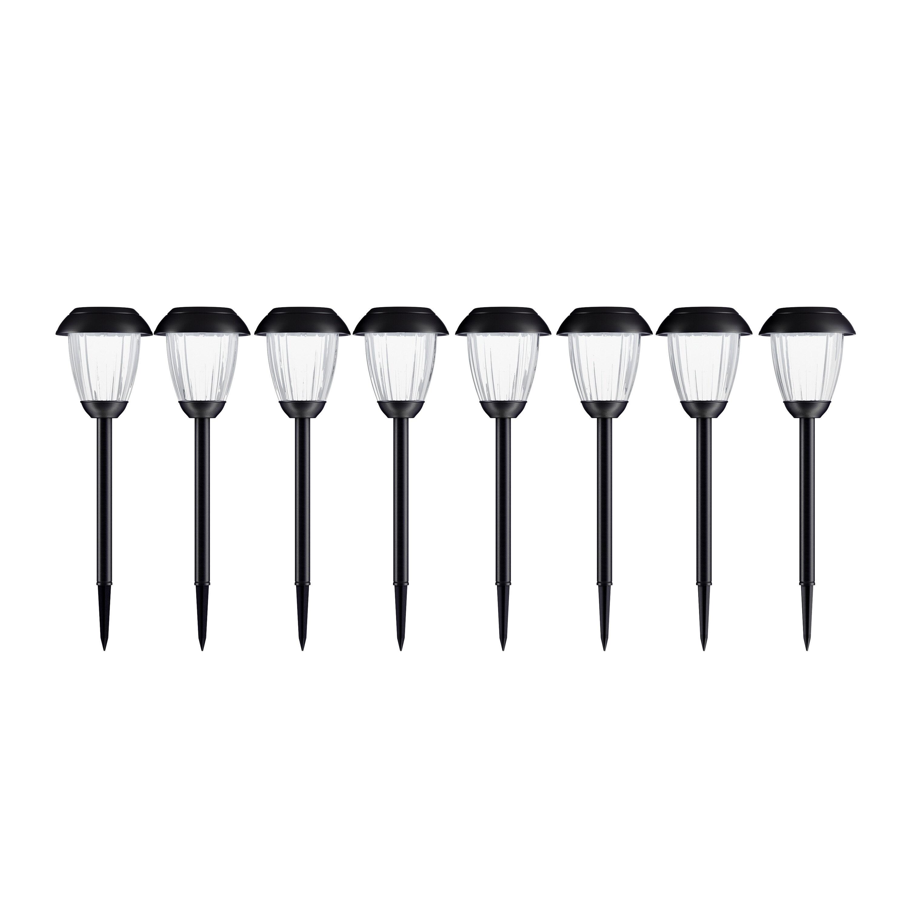 Nature Spring 16-in Stainless Steel Solar Garden Path Lights - Black, Set of 8