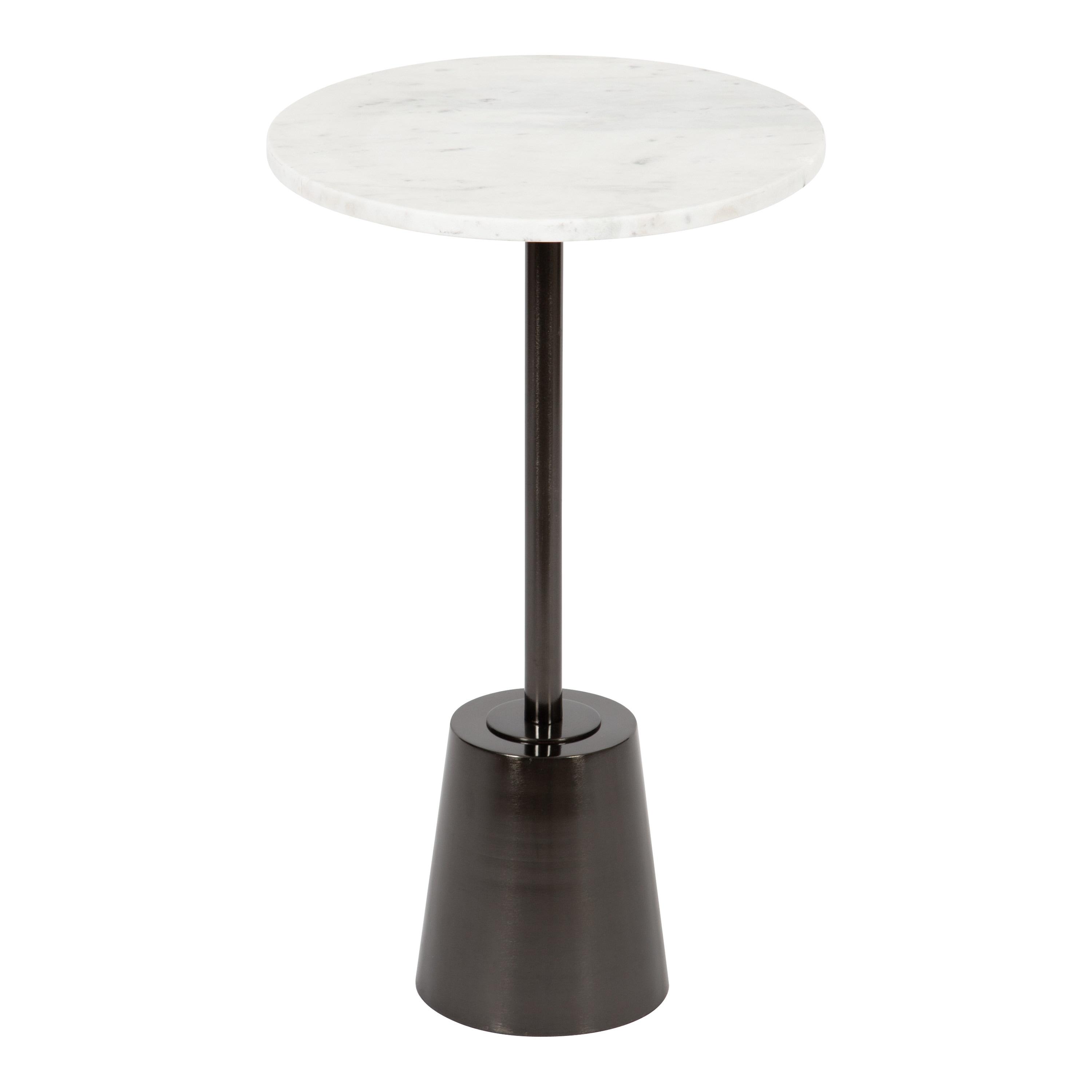 Kate and Laurel Tira Round Metal Side Table, 14x14x24, Pewter and White
