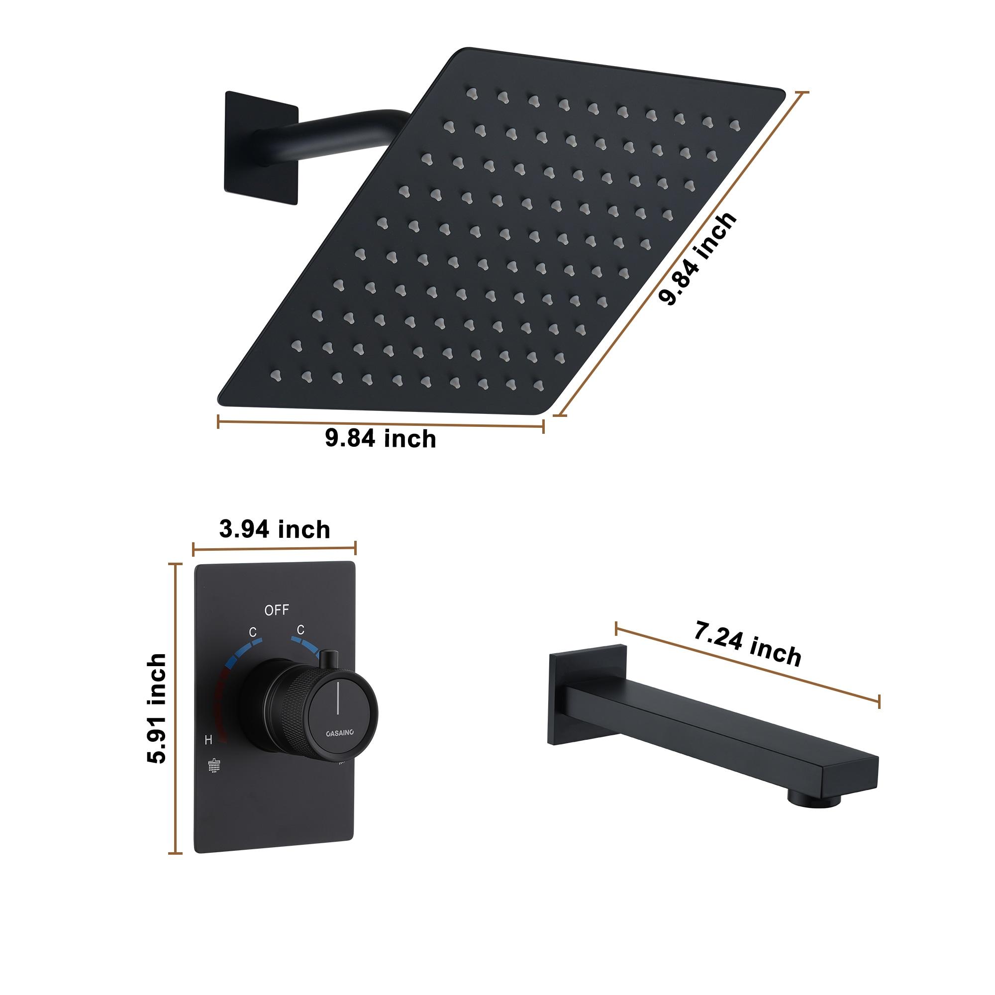 10 Inch Rainfall Shower System with Tilt Shower Head and Tub Spout with Rough in-Valve