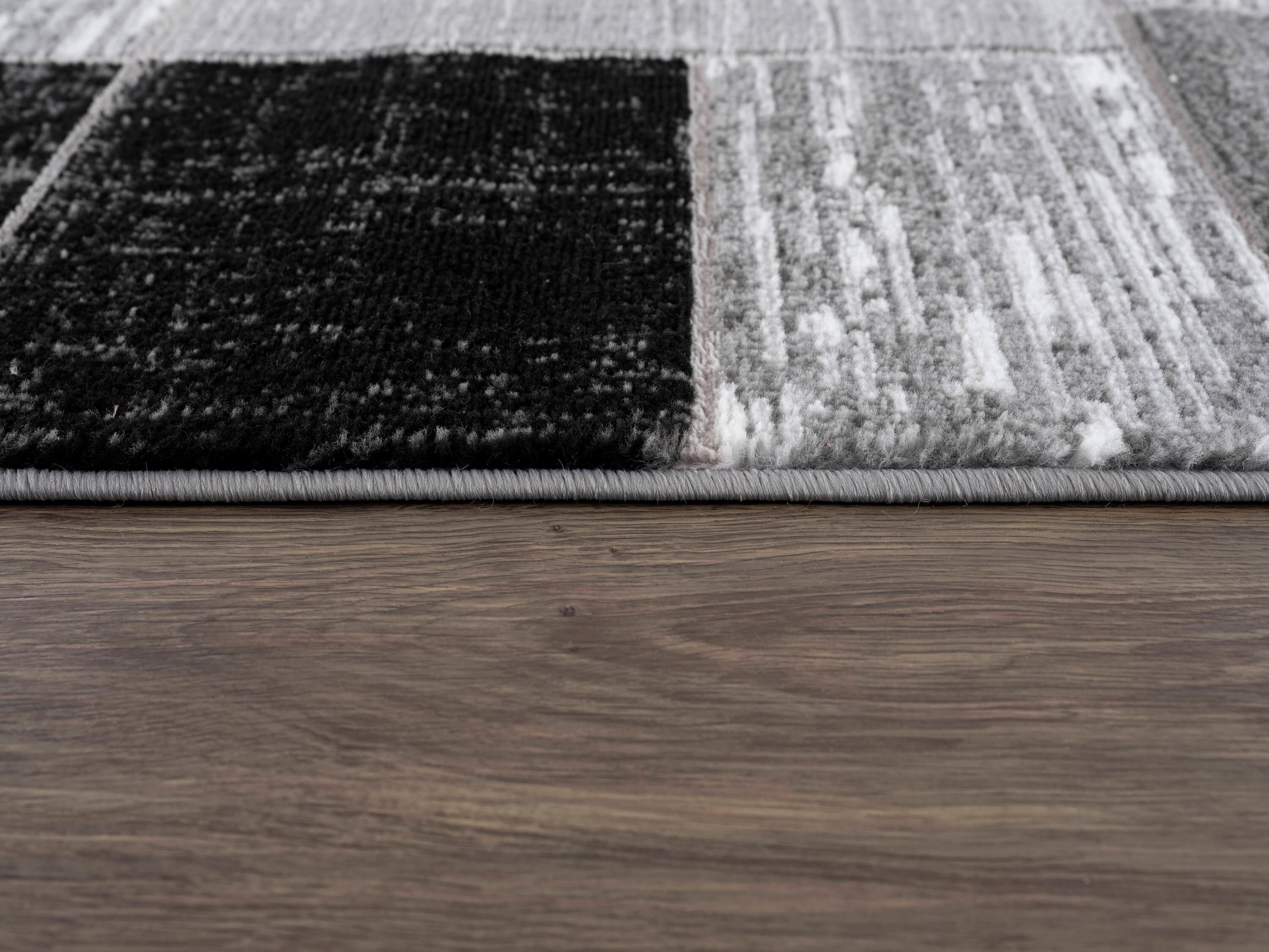 L'Baiet Verena Black Grey Graphic Geometric Color Block Mid-Century Modern Indoor 2' x 3' Area Rug
