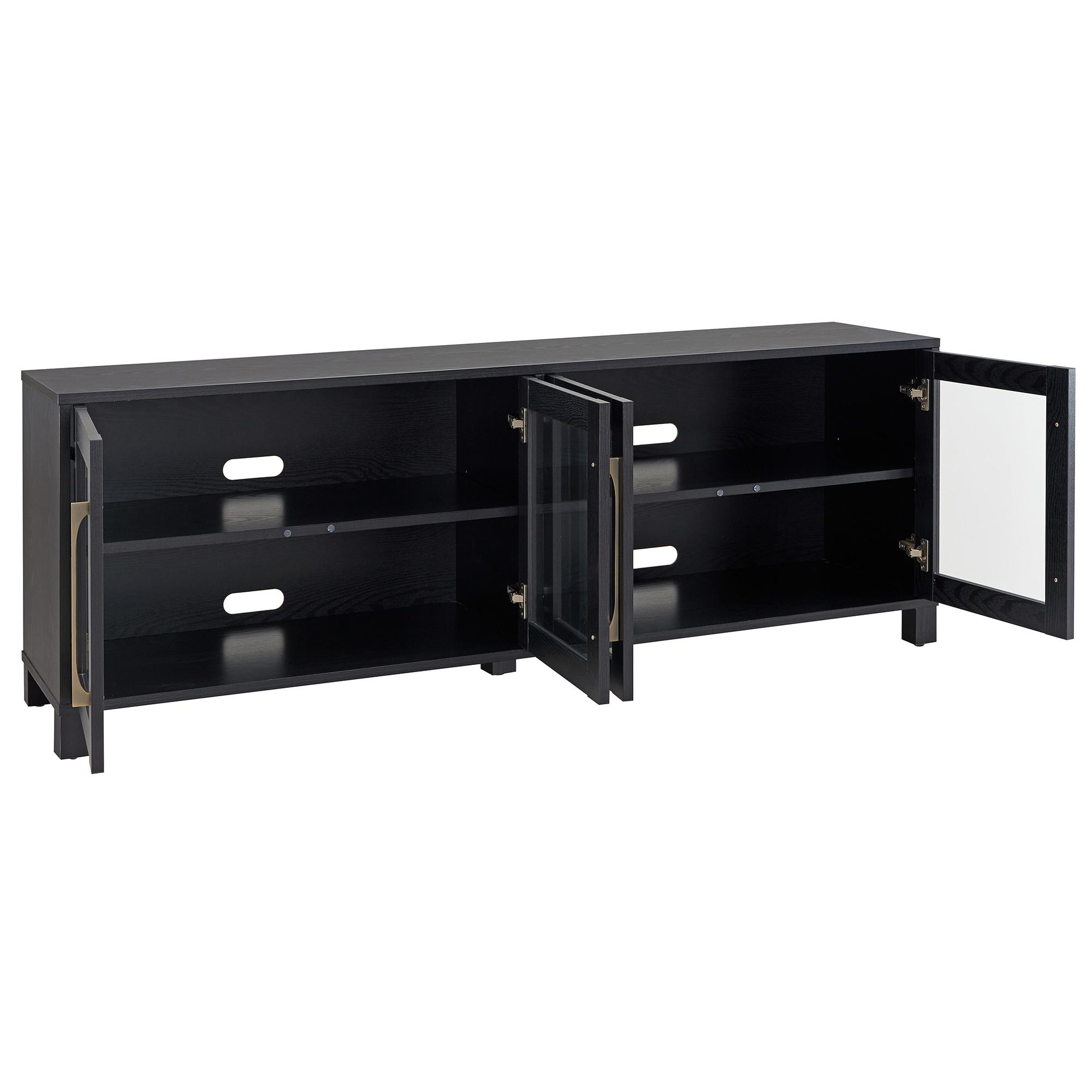 Evelyn&Zoe Quincy Rectangular TV Stand for TV's up to 75", Black Grain