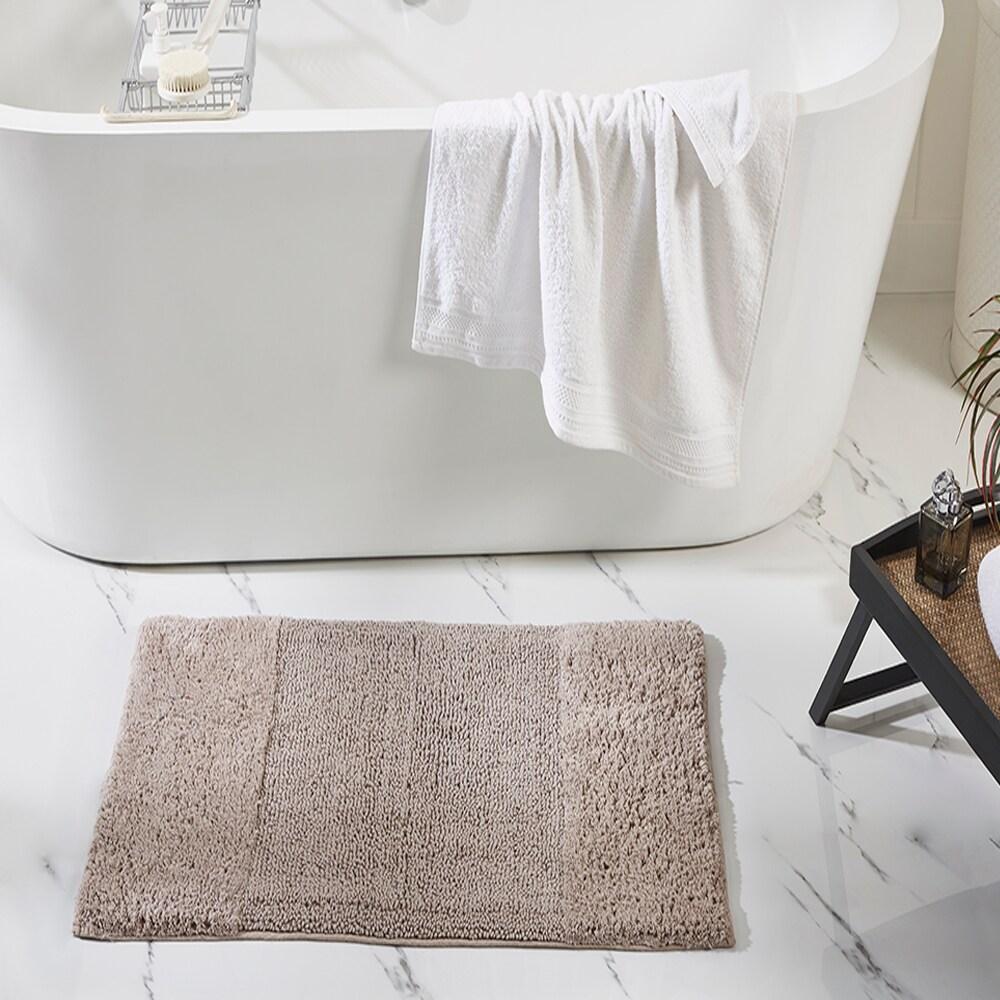 Better Trends 4 Piece Bathroom Rug Set 100% Cotton Non-Slip Washable Bath Mat, Soft & Absorbent Bath Rugs for Bath Room, Shower, Bathtub & Spa Floors Beige Granada Collection