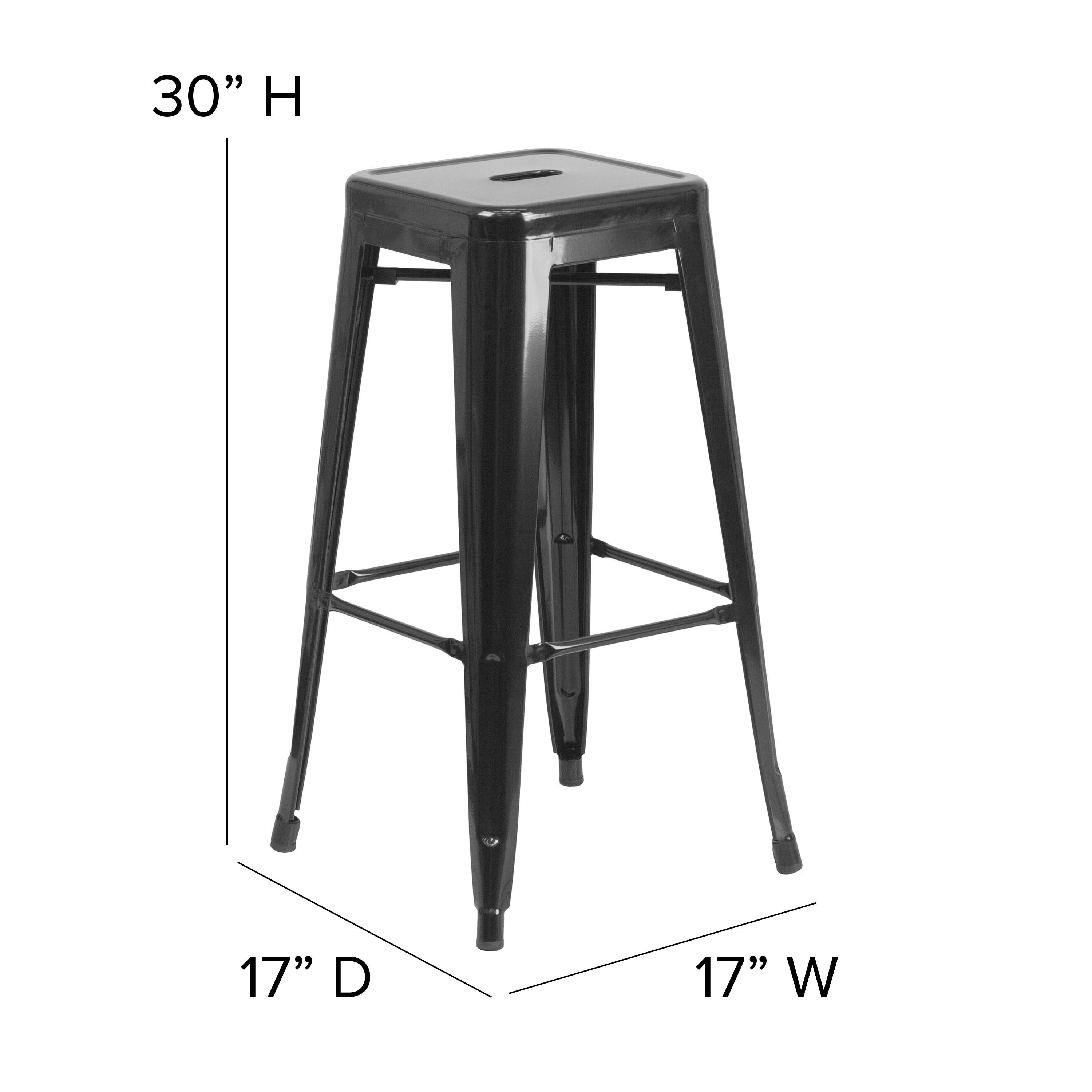 Flash Furniture Commercial Grade 30" High Backless Black Metal Indoor-Outdoor Barstool with Square Seat
