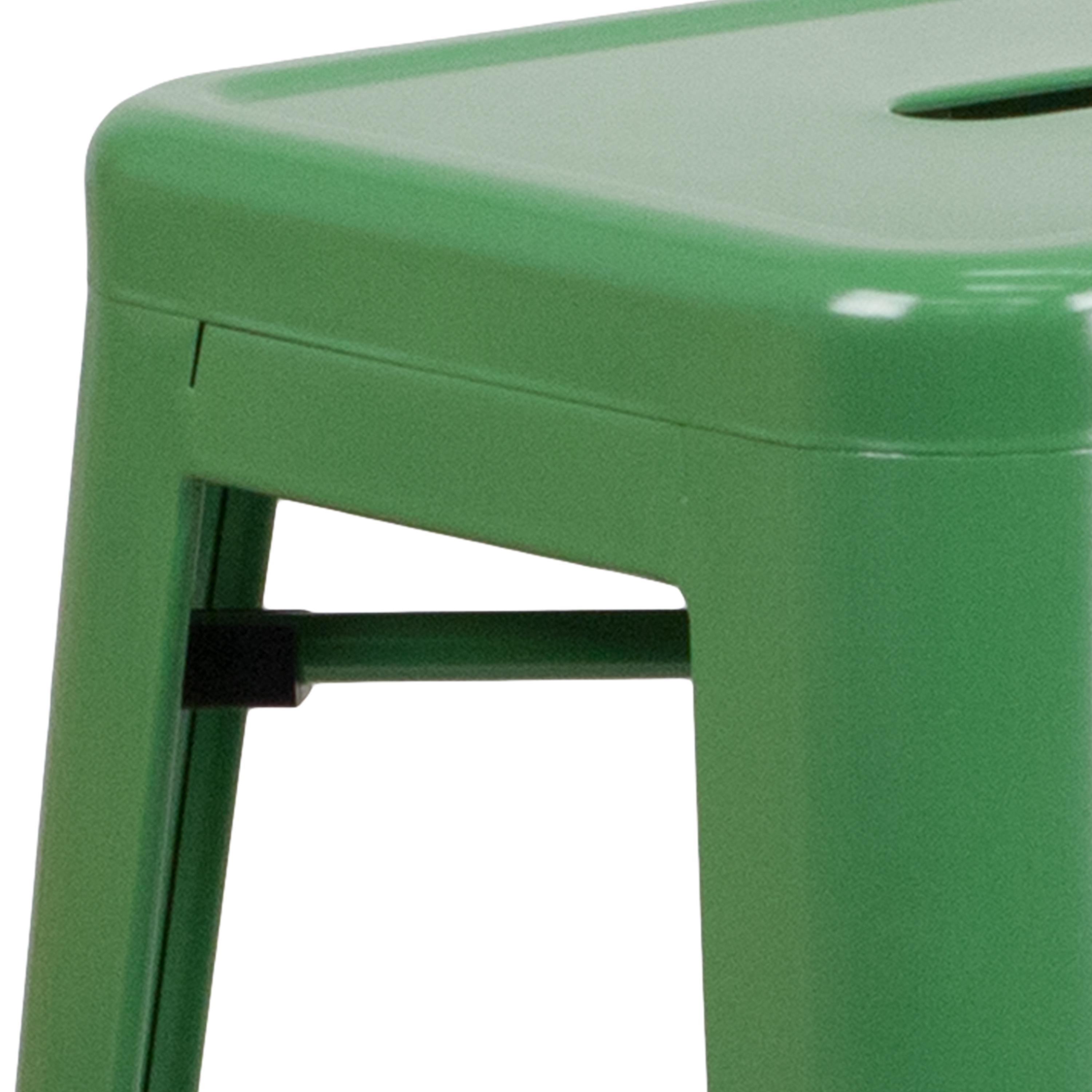 Flash Furniture Commercial Grade 30" High Backless Green Metal Indoor-Outdoor Barstool with Square Seat
