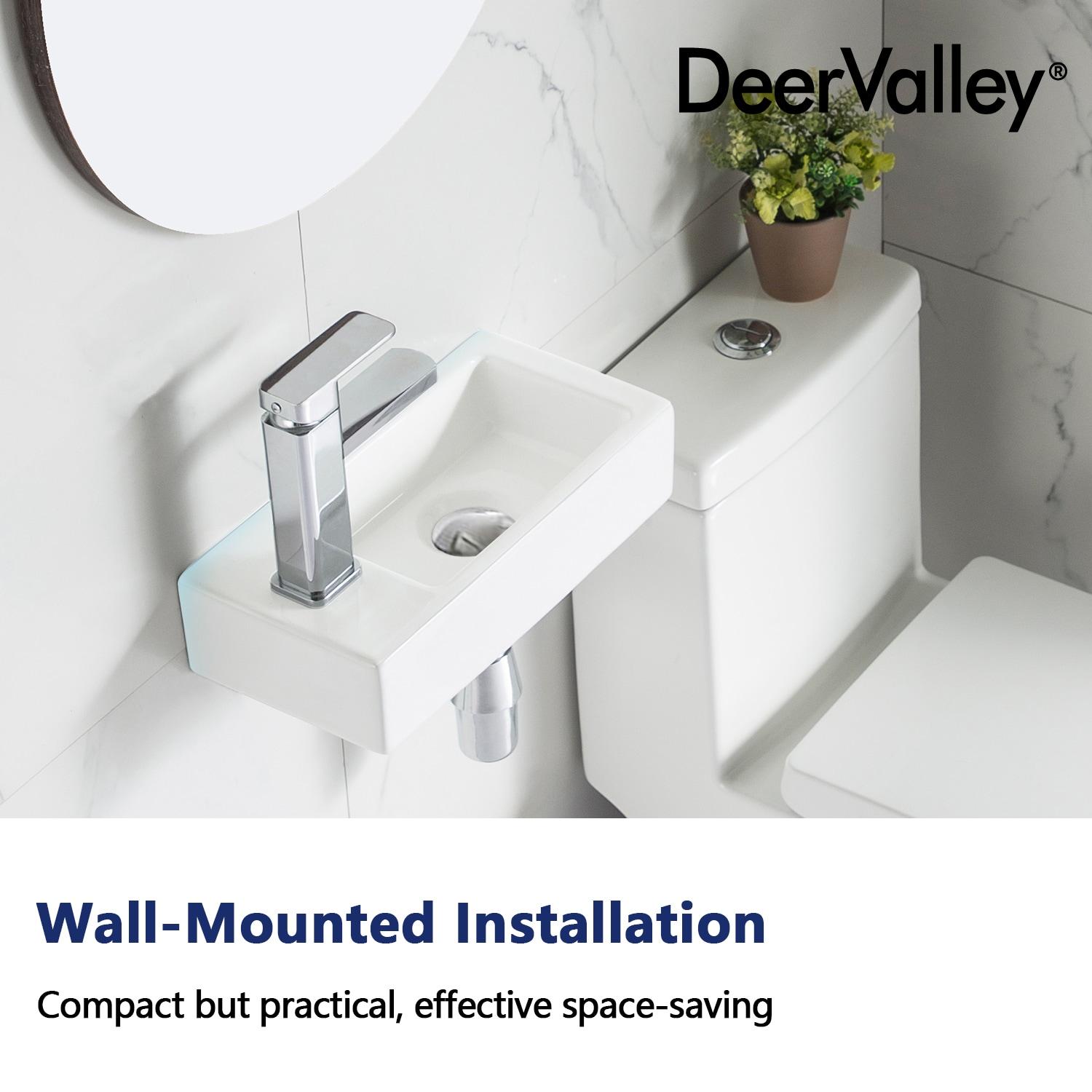 Liberty 14.57'' x 7'' Vitreous China Rectangular Wall Mount Bathroom Sink with Left Faucet Hole for Small Space