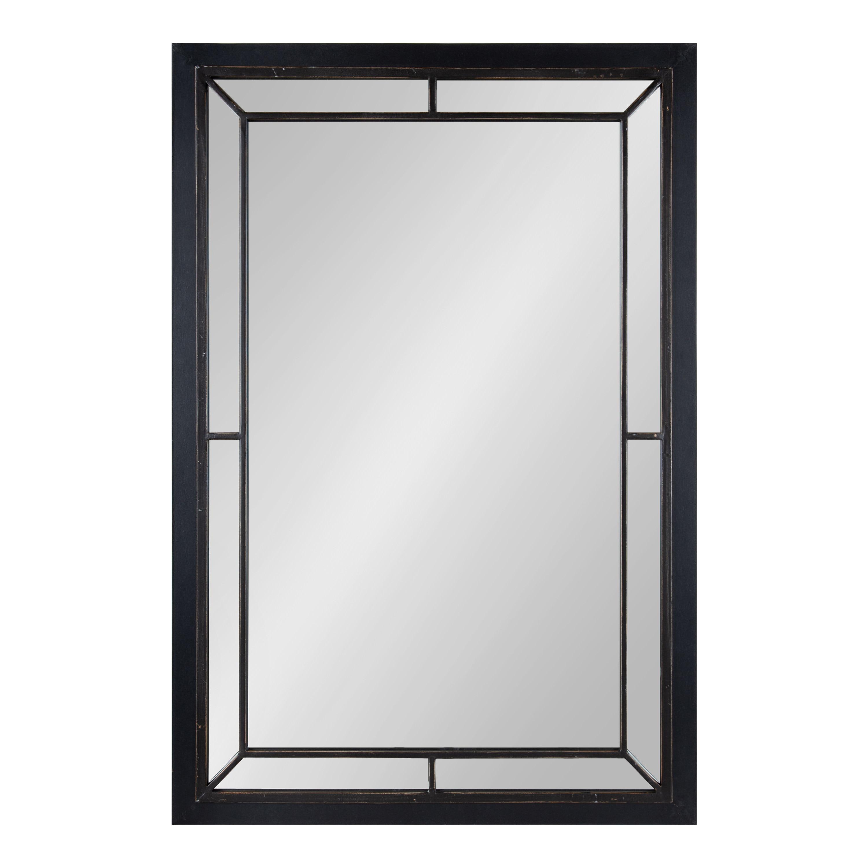 24" x 36" Audubon Rectangle Wall Mirror Black - Kate & Laurel: Modern Farmhouse Style, Iron Detail