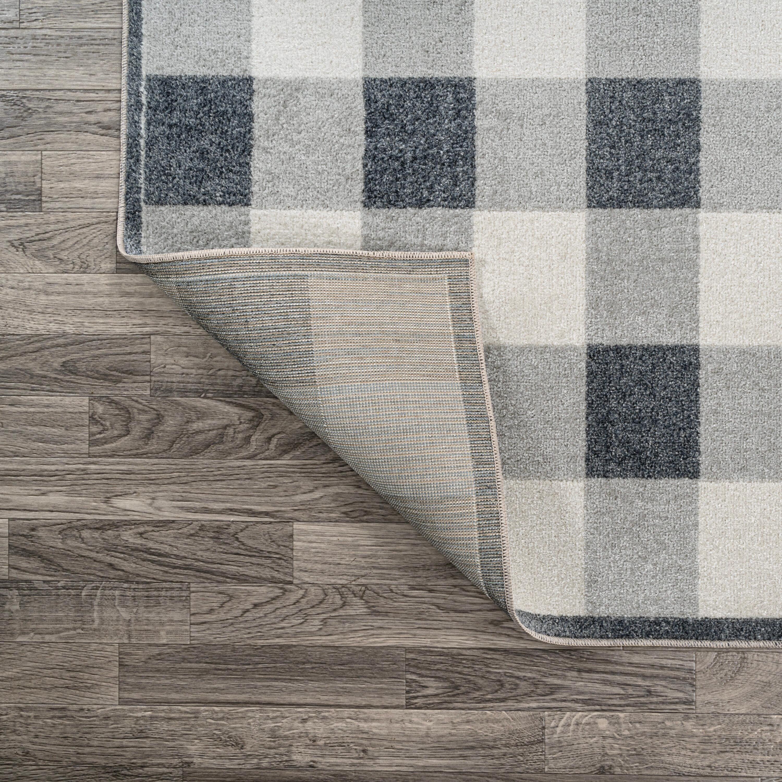 JONATHAN Y Gingham Gradient Plaid Cottage Machine-Washable Light Gray/Dark Gray/Cream 3 ft. x 5 ft. Area Rug