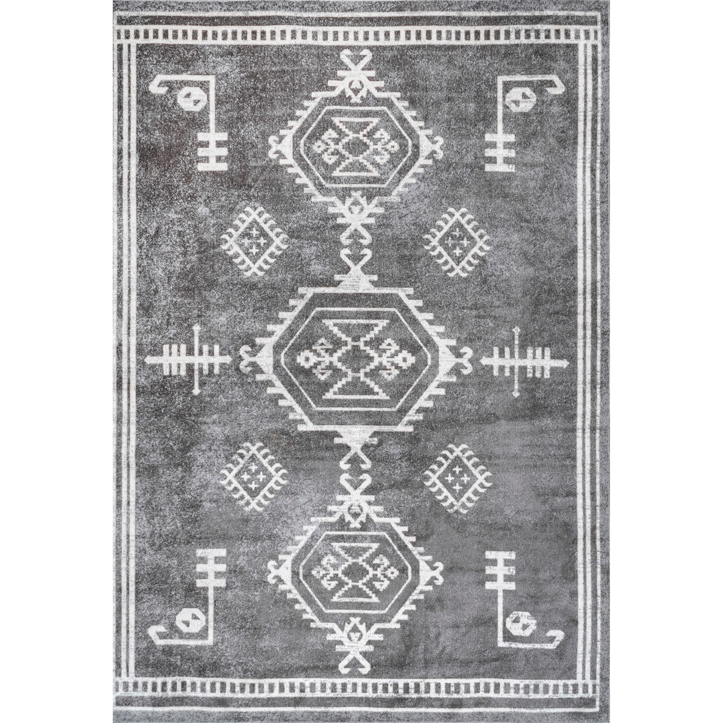 nuLOOM Kyleigh Machine Washable Southwestern Area Rug, 4' x 6', Grey