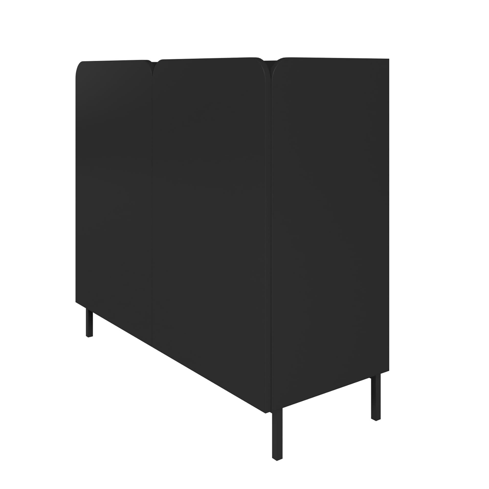 Manhattan Comfort Bogardus Mid - Century Modern 4 Shelf Accent Cabinet Black: Painted Particle Board, Fixed Shelves, Anti-Tip Hardware